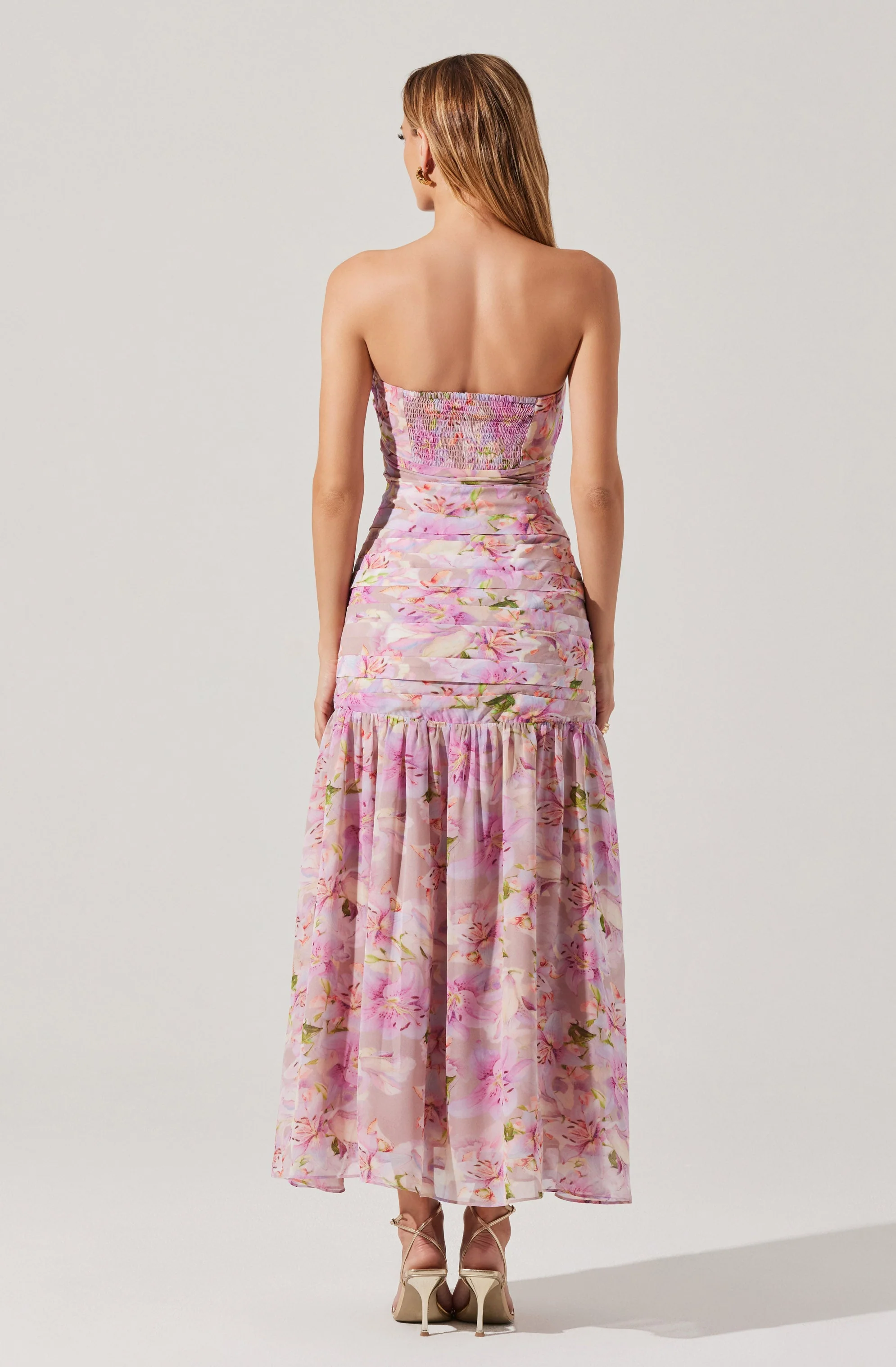 Estefany Strapless Pleated Maxi Dress