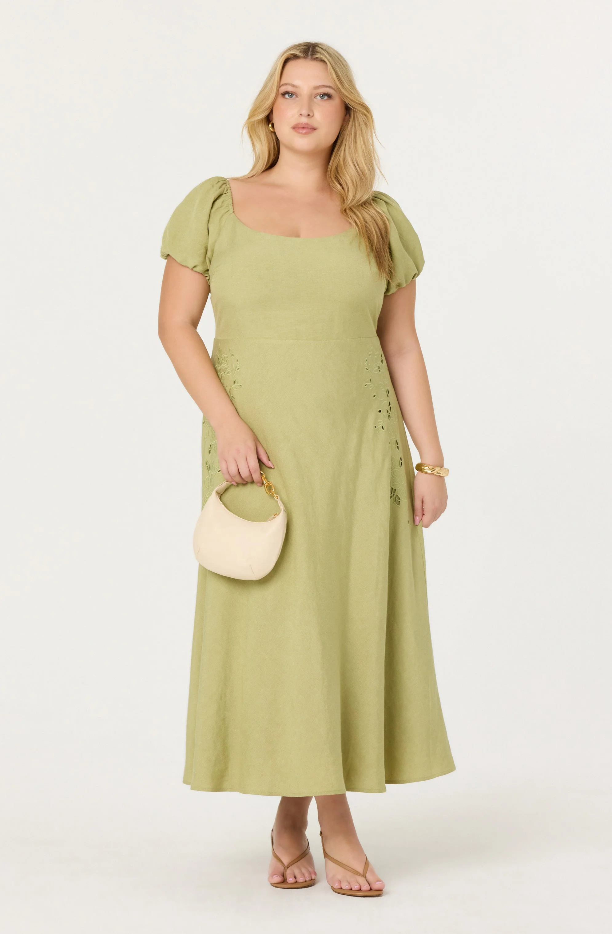Leocadia Embroidered Puff Sleeve Dress