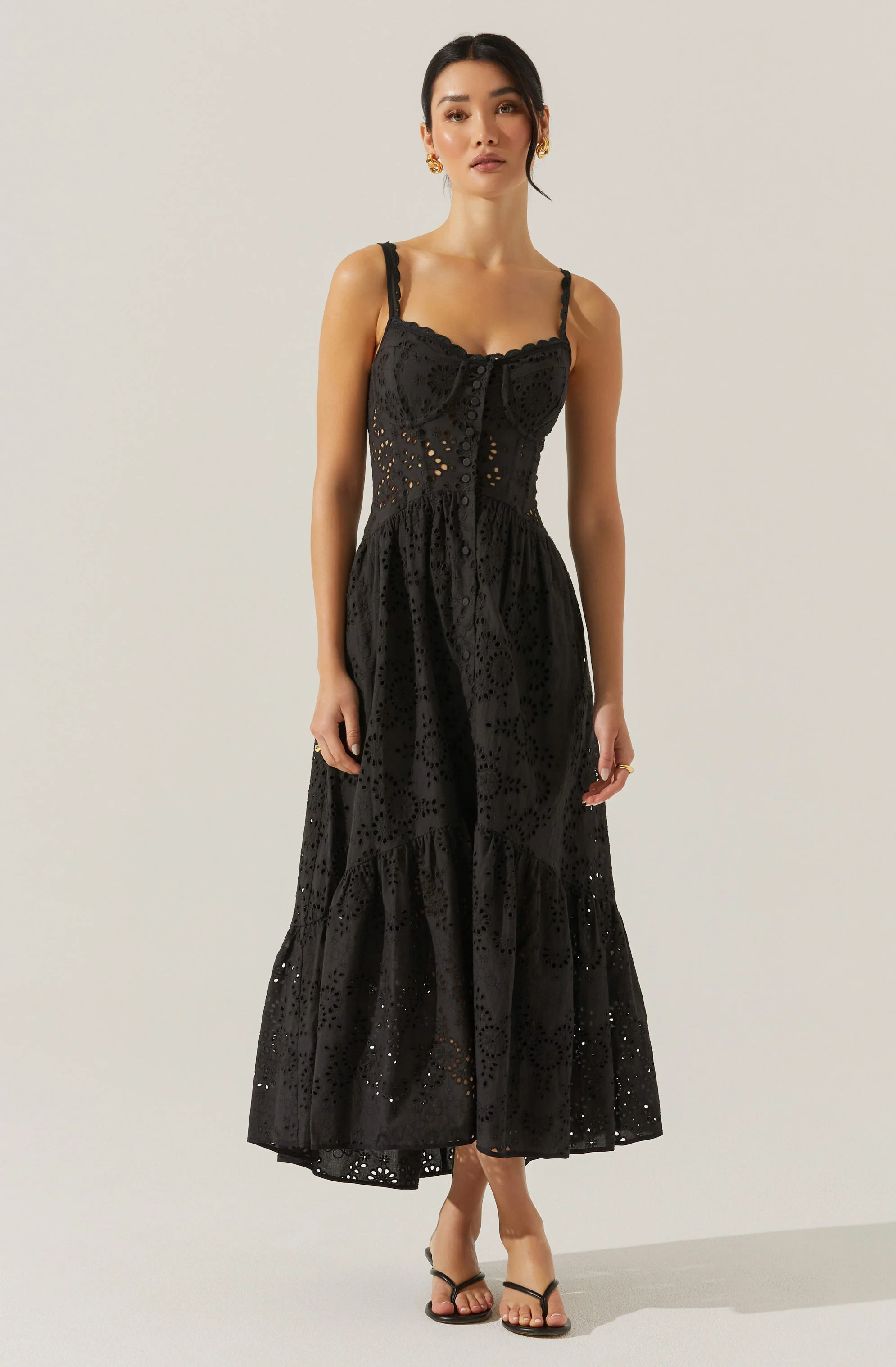 Yamila Eyelet Corset Midi Dress