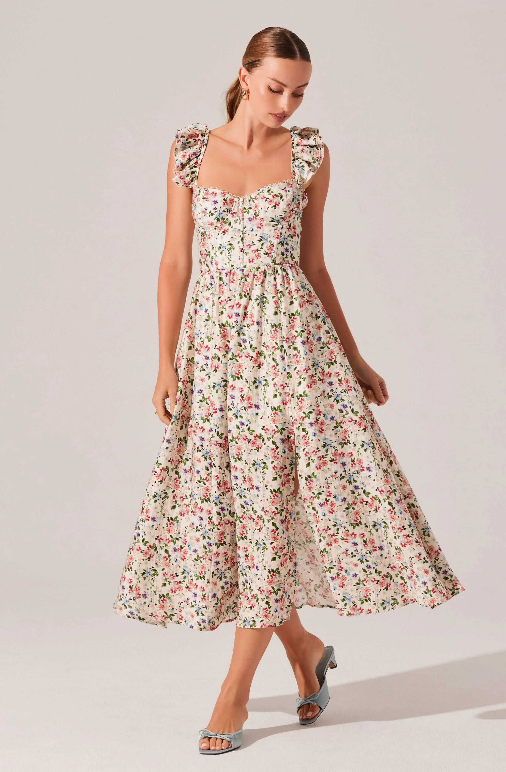 Wedelia Floral Bustier Midi Dress