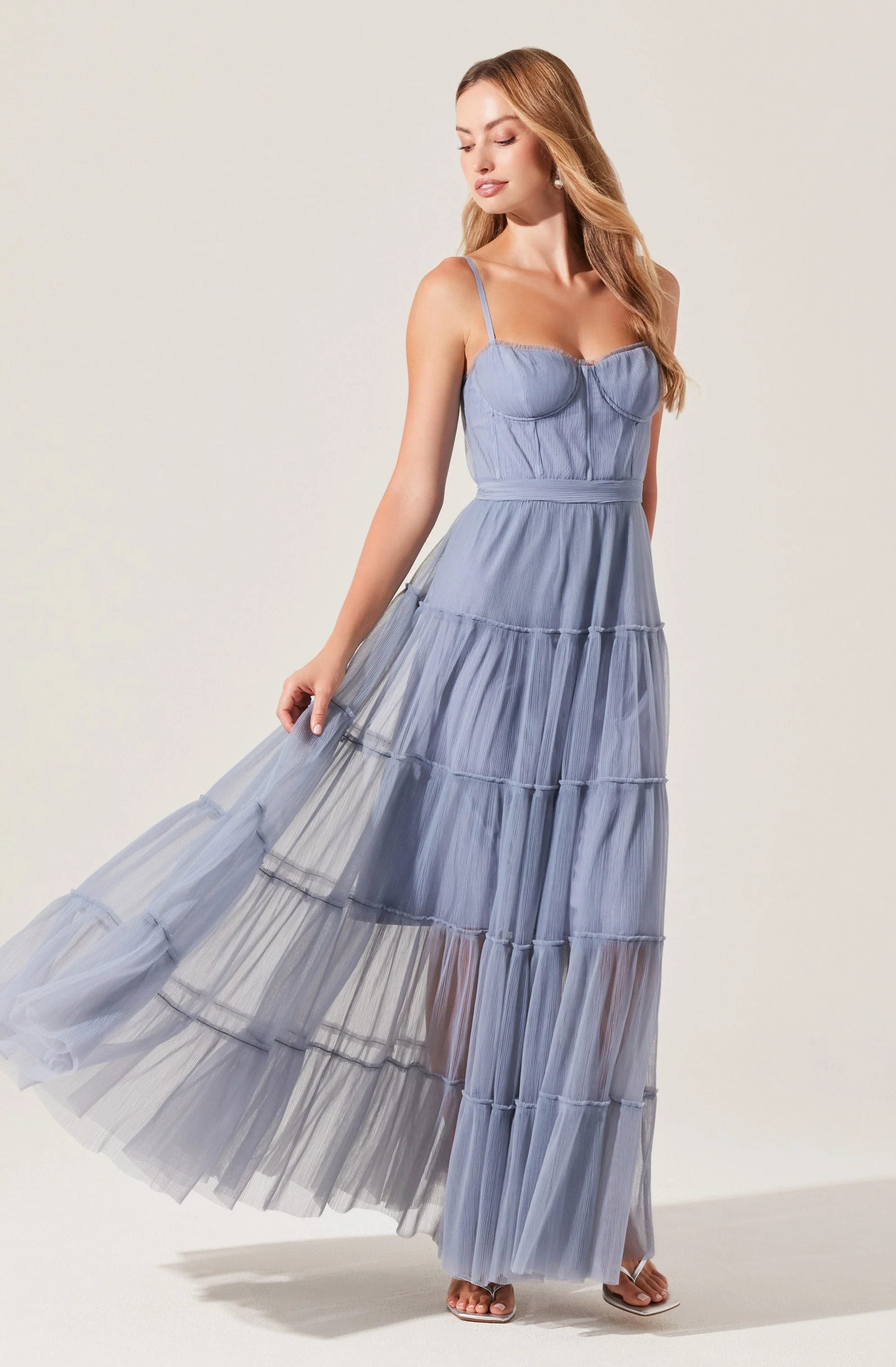 Mireya Bustier Tulle Maxi Dress