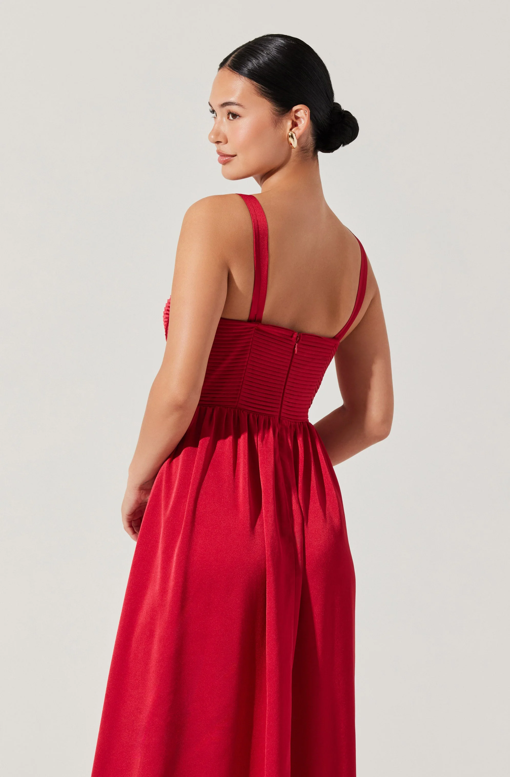 Pleated Bustier Midi Dress