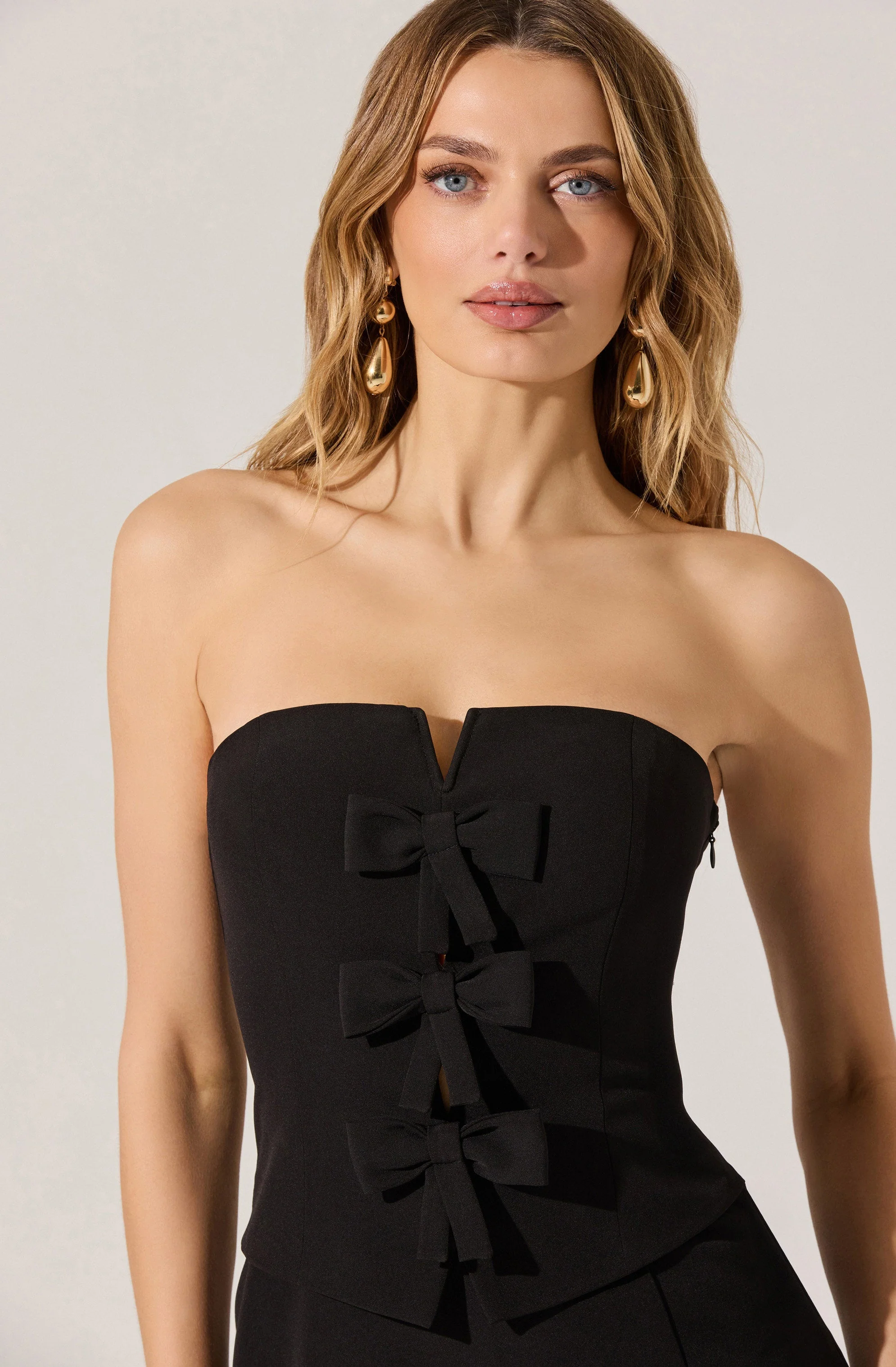 Strapless Layered Bow Mini Dress