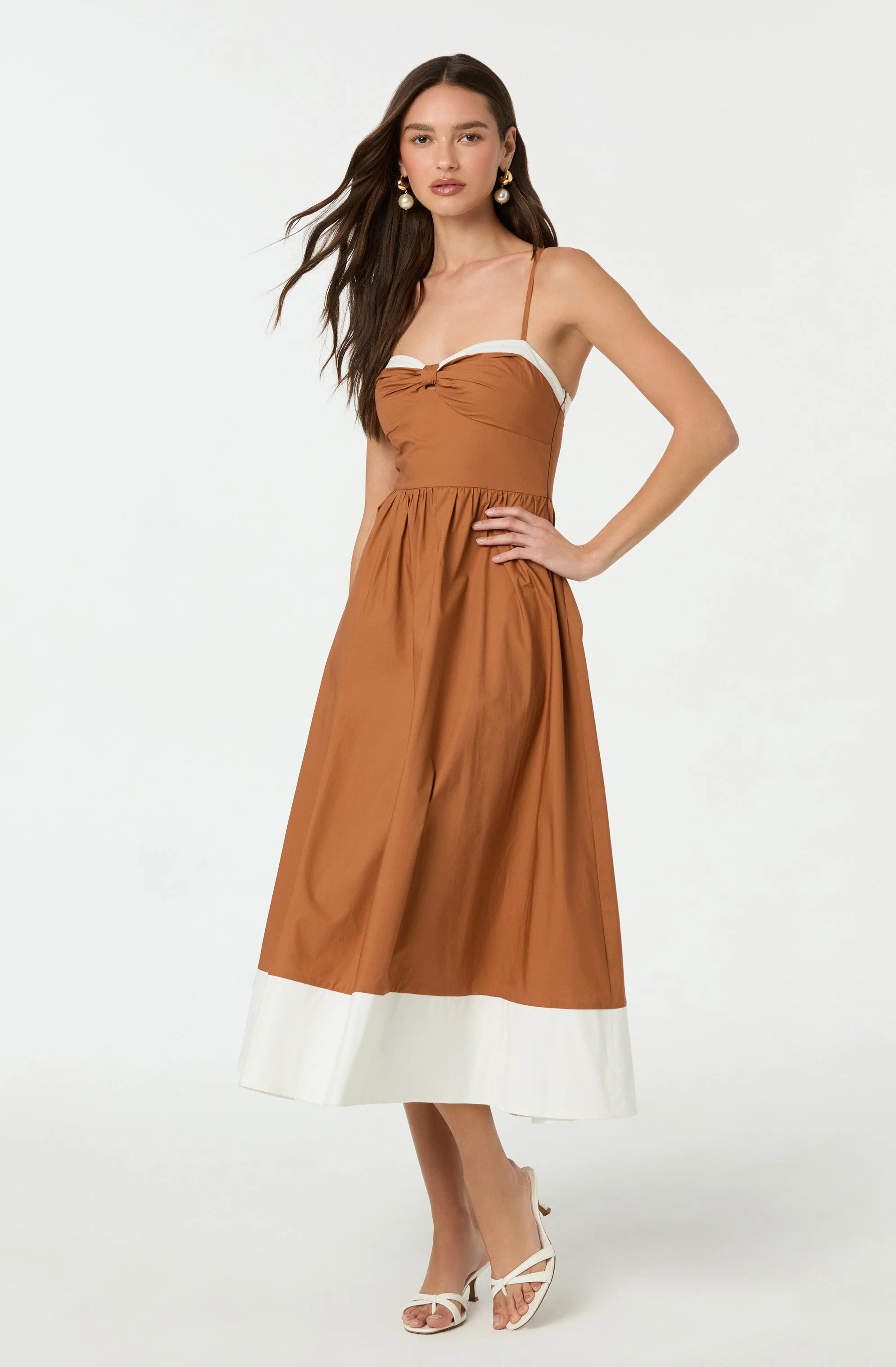 Contrast Sweetheart Midi Dress
