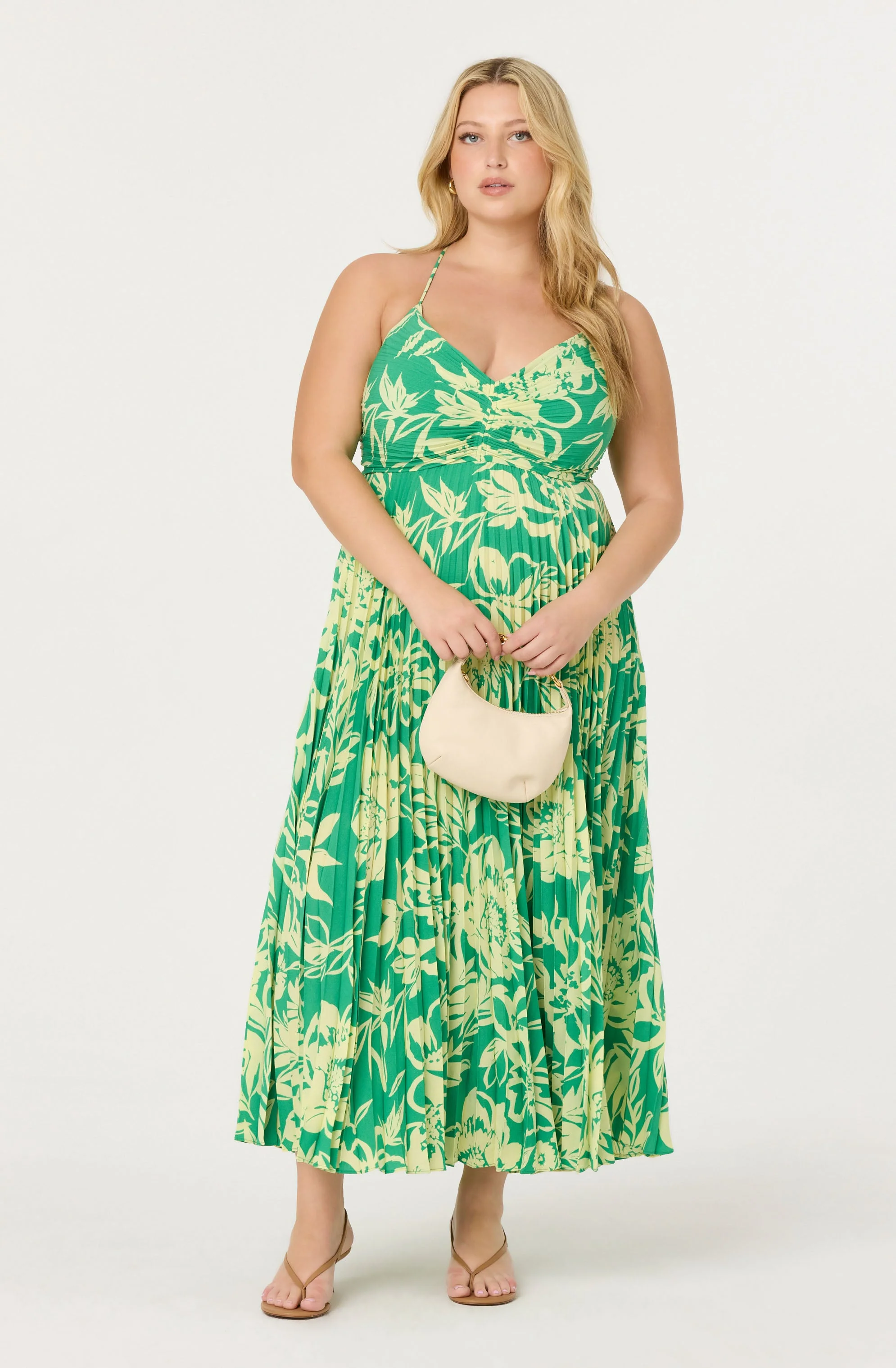 Blythe Floral Plisse Midi Dress