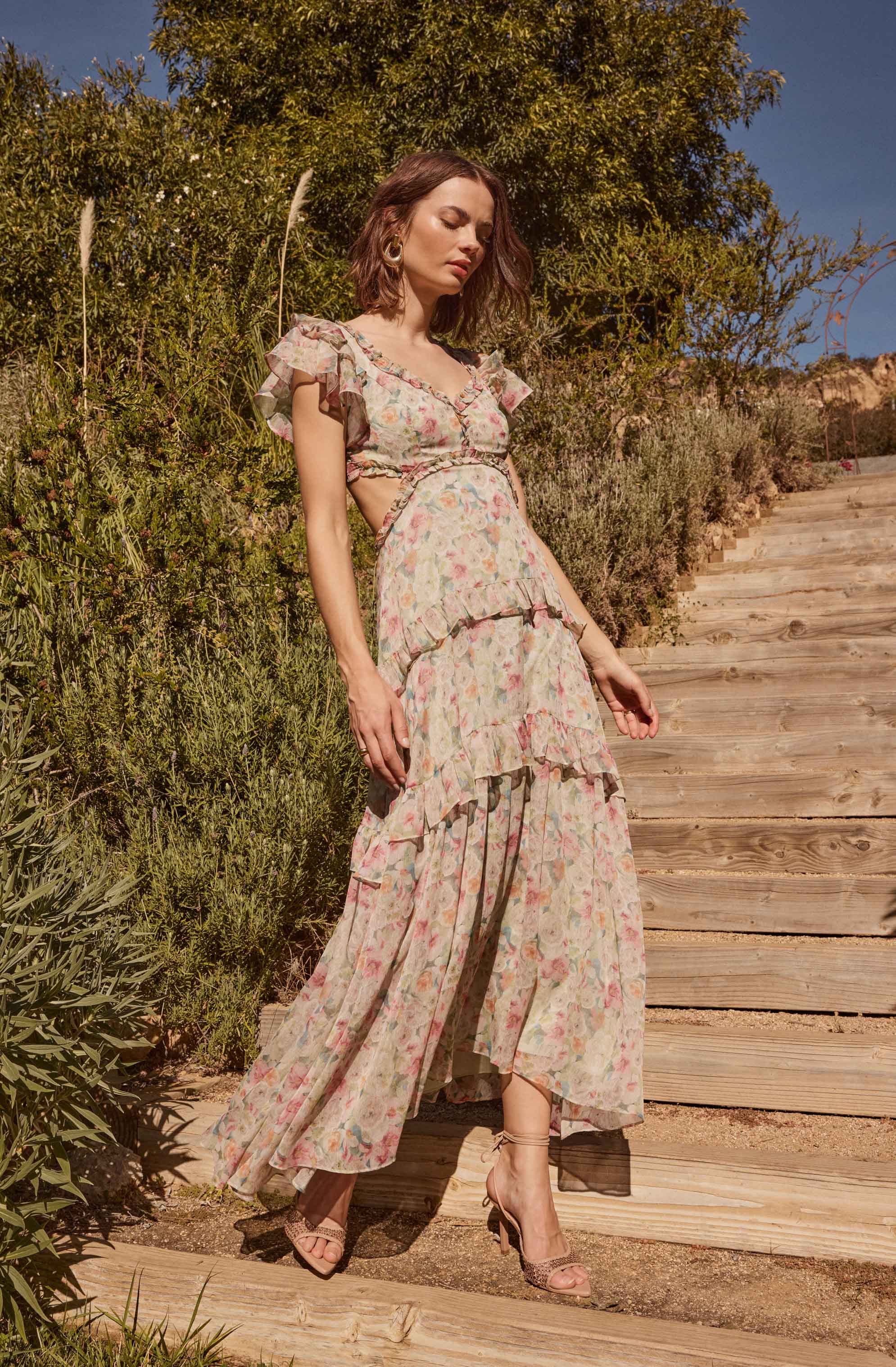 Mable Floral Tiered Ruffle Maxi Dress