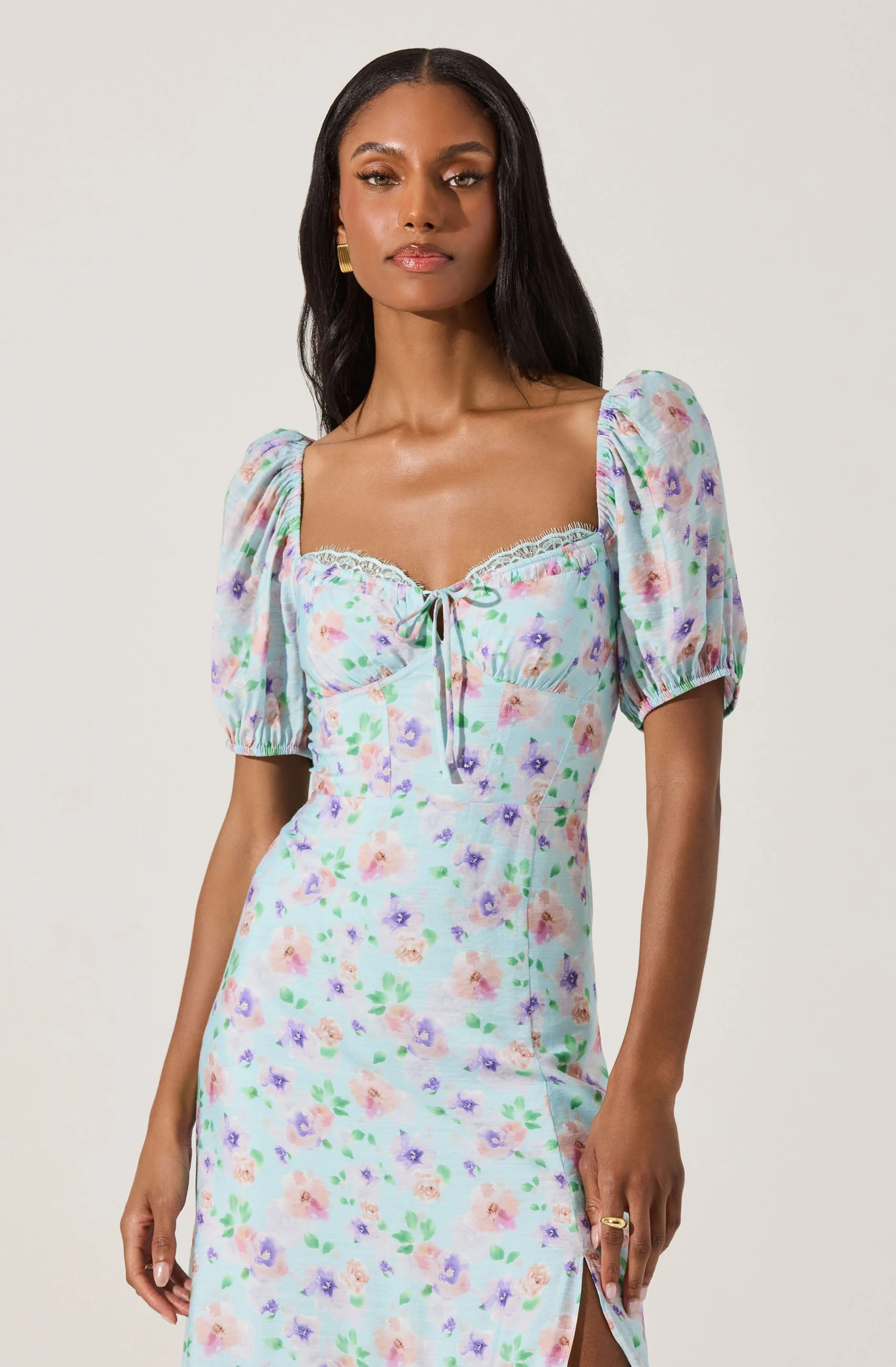 Lace Trim Bustier Midi Dress