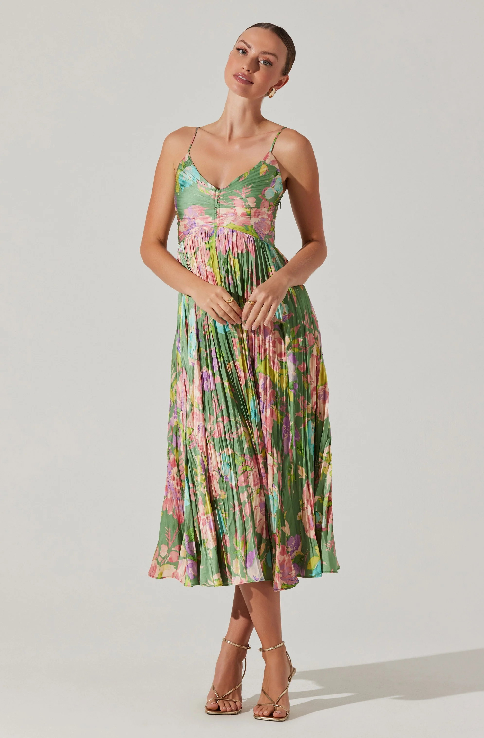 Maeve Printed Pleated Midi Dress