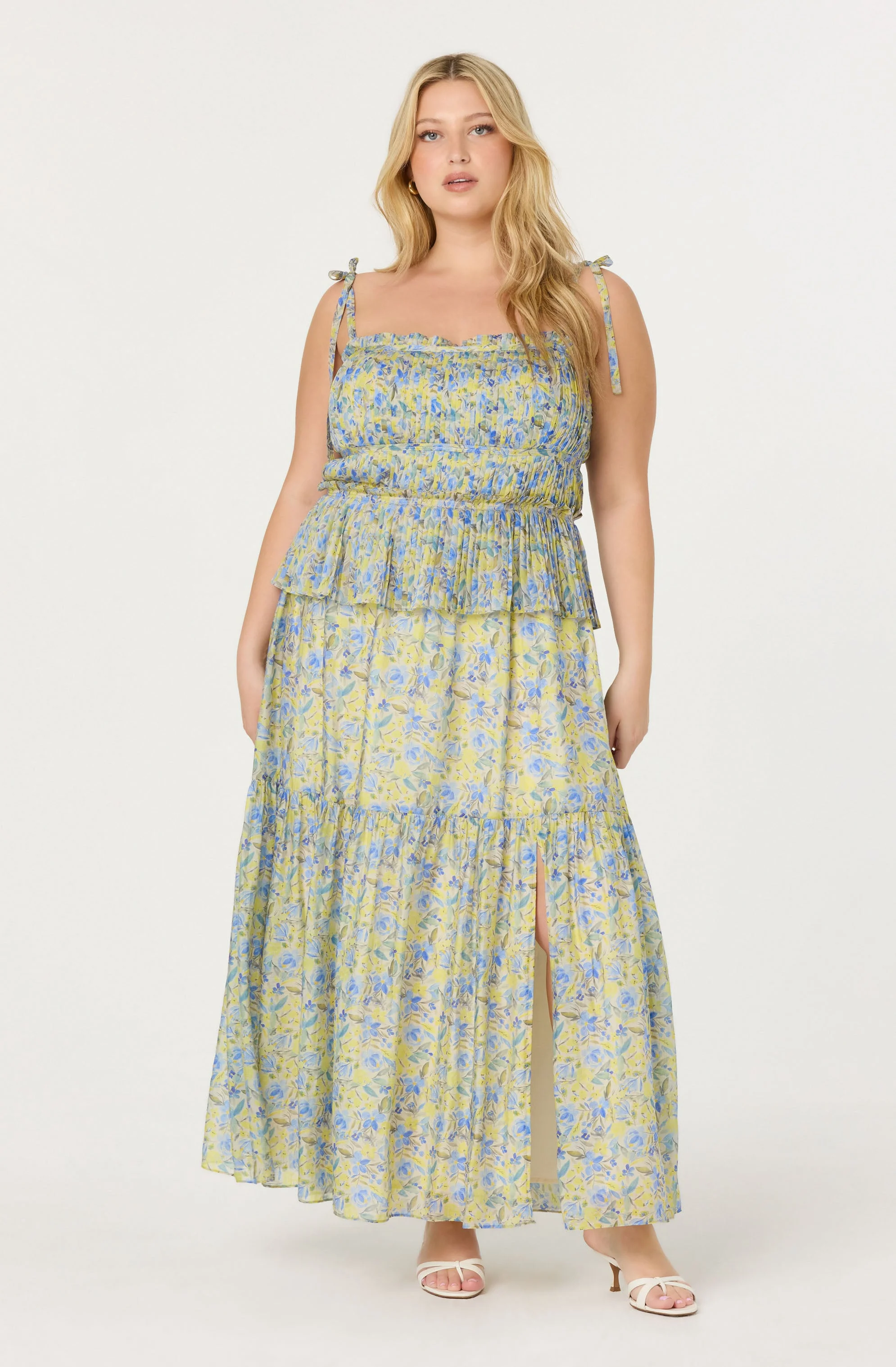 Ethelind Floral Pleated Maxi Dress