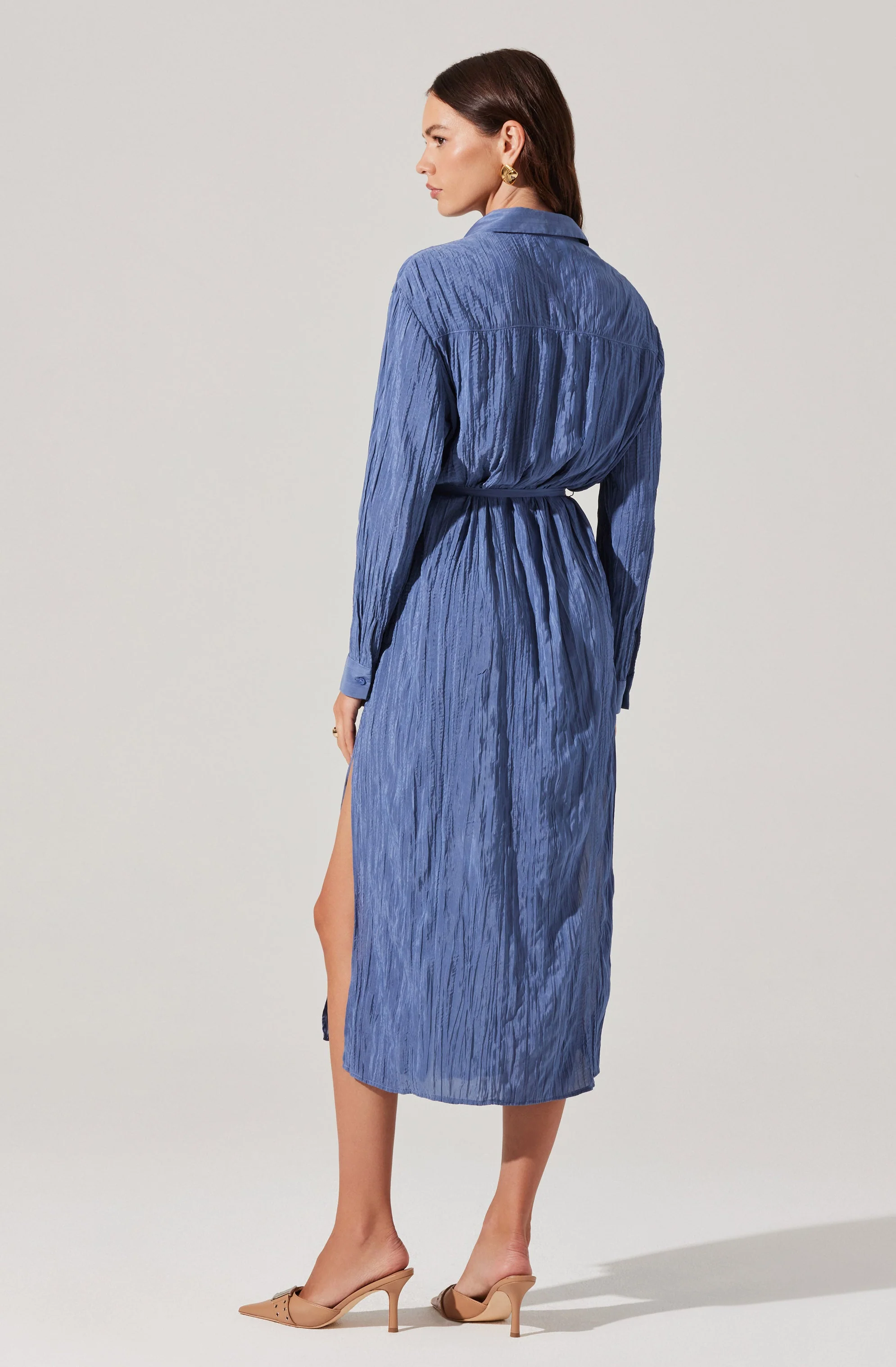 Belted Long Sleeve Shirt Dress