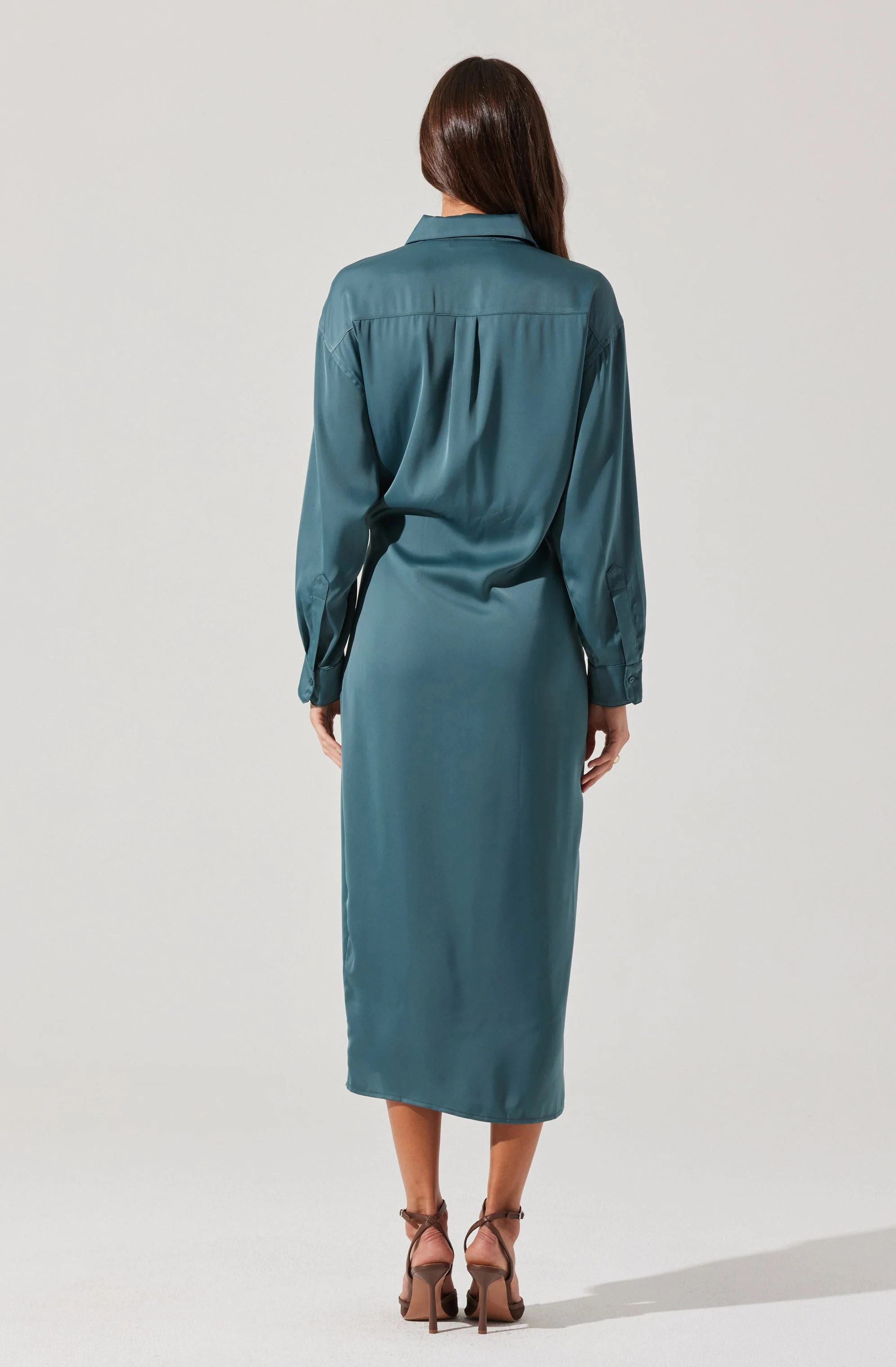 Ira Satin Wrap Shirt Dress