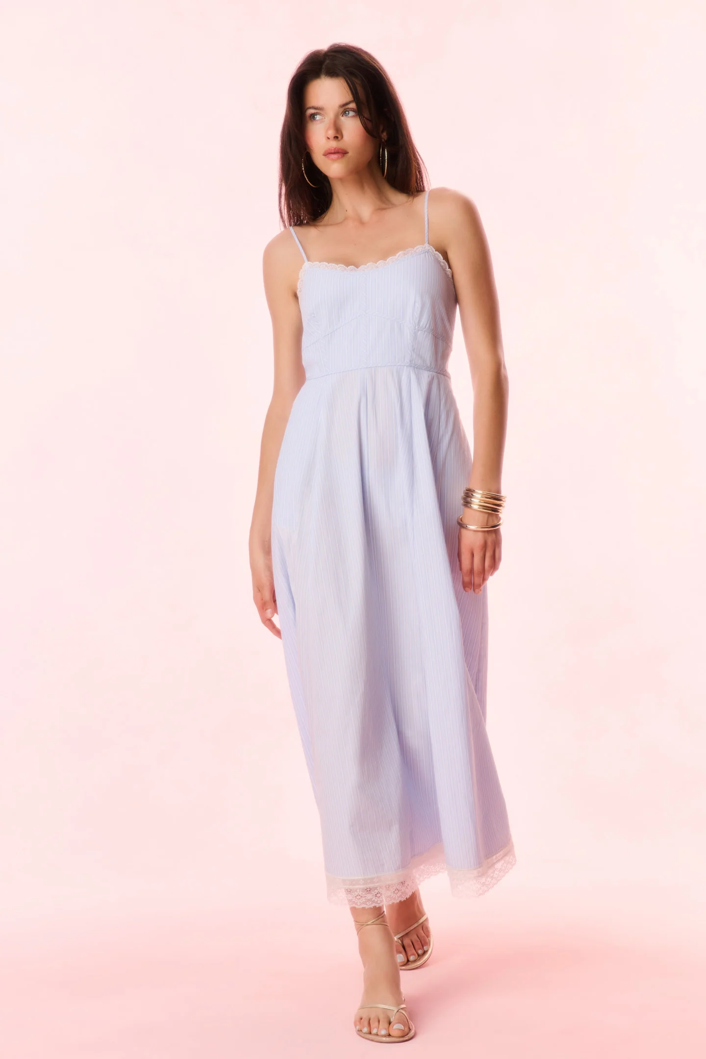 Sandara Cotton Pinstripe Midi Dress