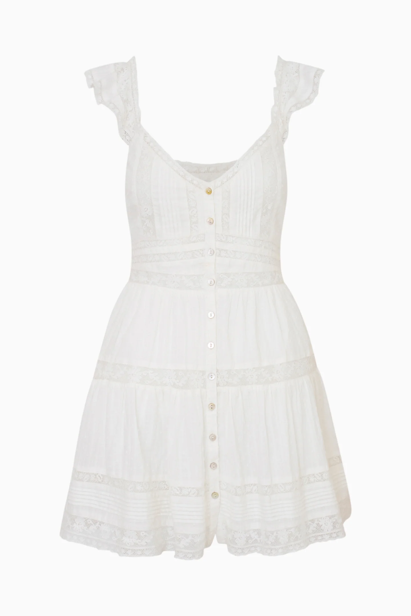 Rietta Cotton Lace-Trimmed Mini Dress