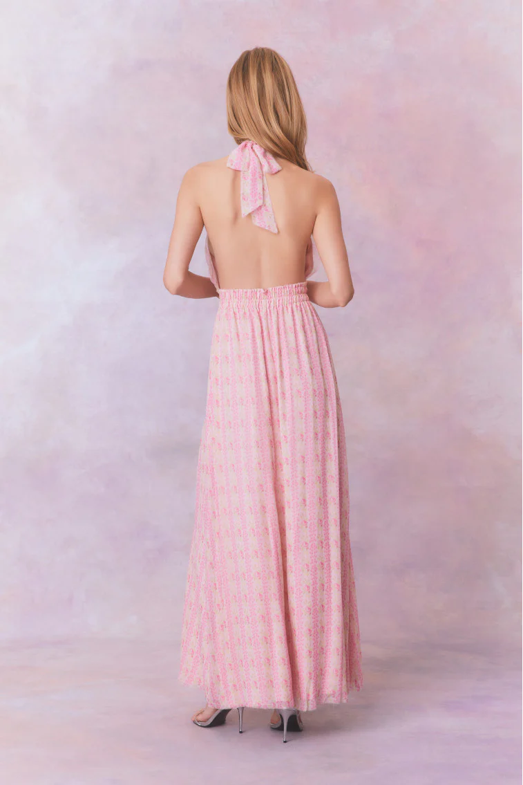 Love Heirloom Print Halter Maxi Dress