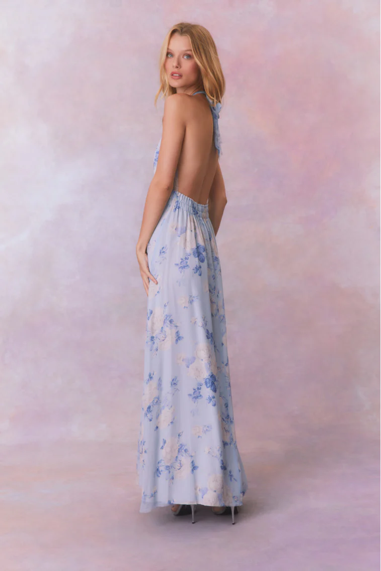 Love Heirloom Print Halter Maxi Dress