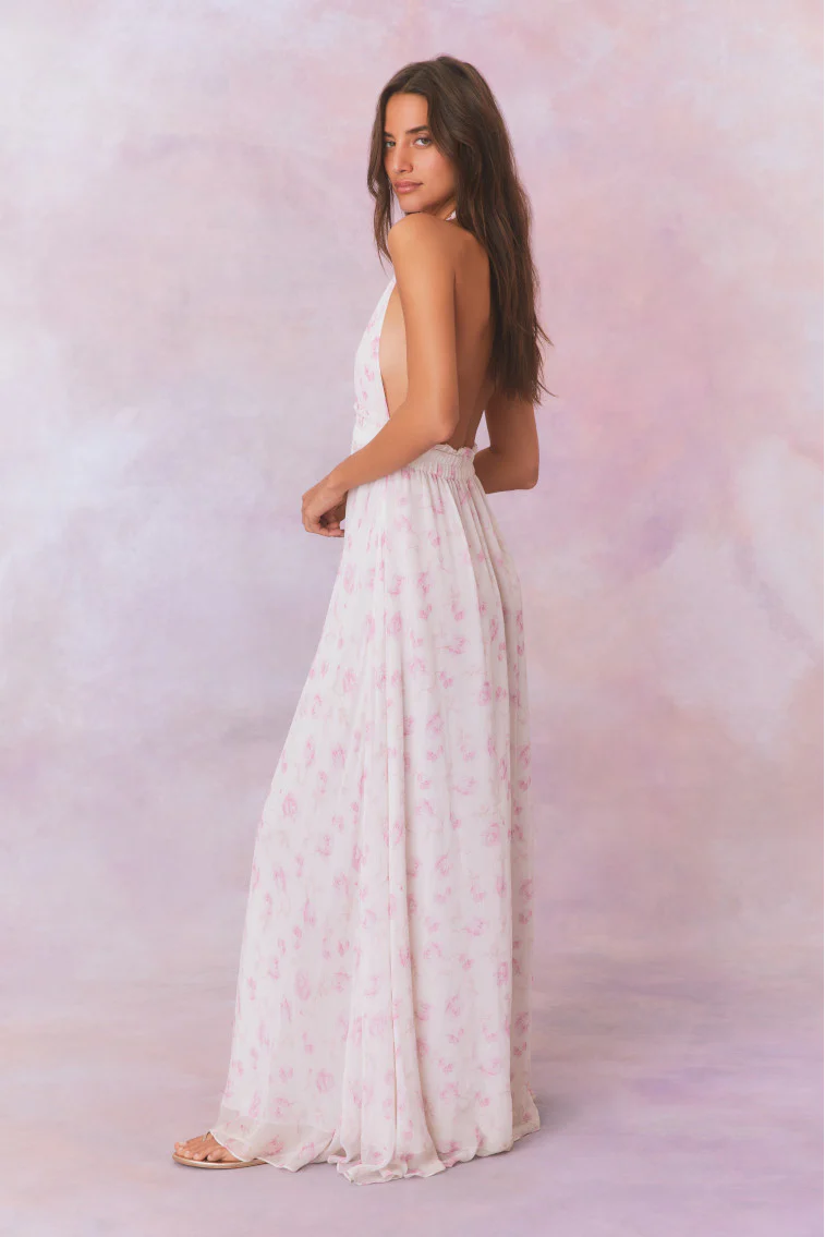 Love Heirloom Print Halter Maxi Dress