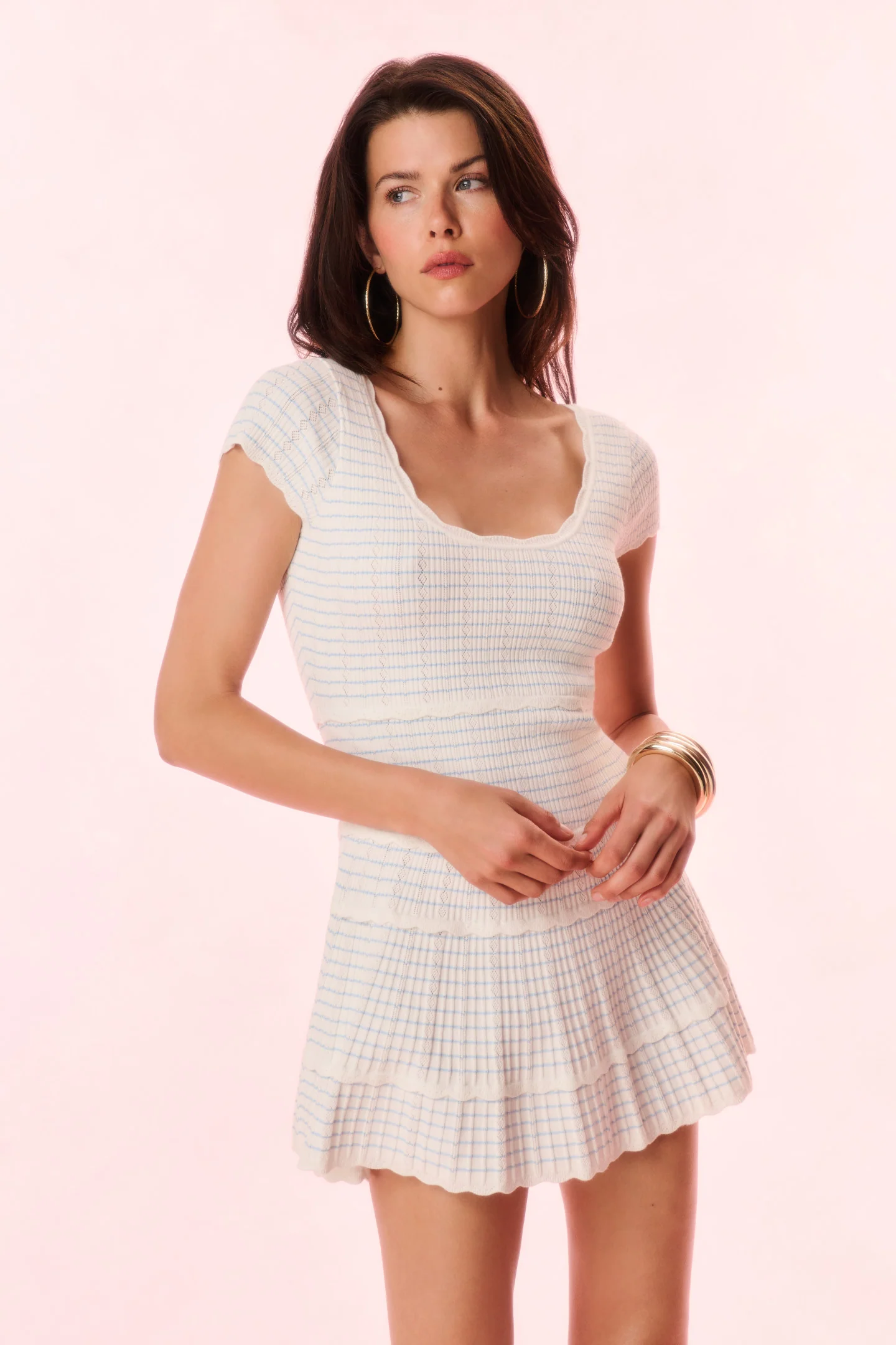 Elisavette Striped Stretch Knit Mini Dress
