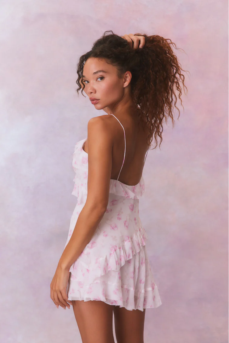 Lomina Heirloom Print Silk Mini Dress