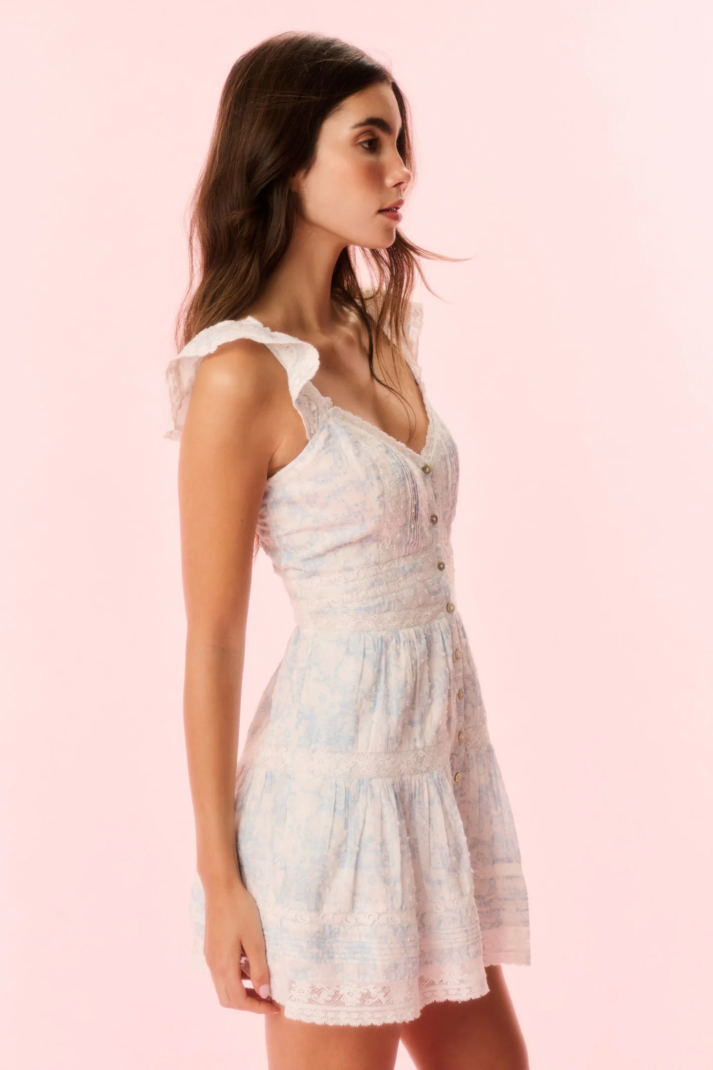 Rietta Cotton Lace-Trimmed Mini Dress