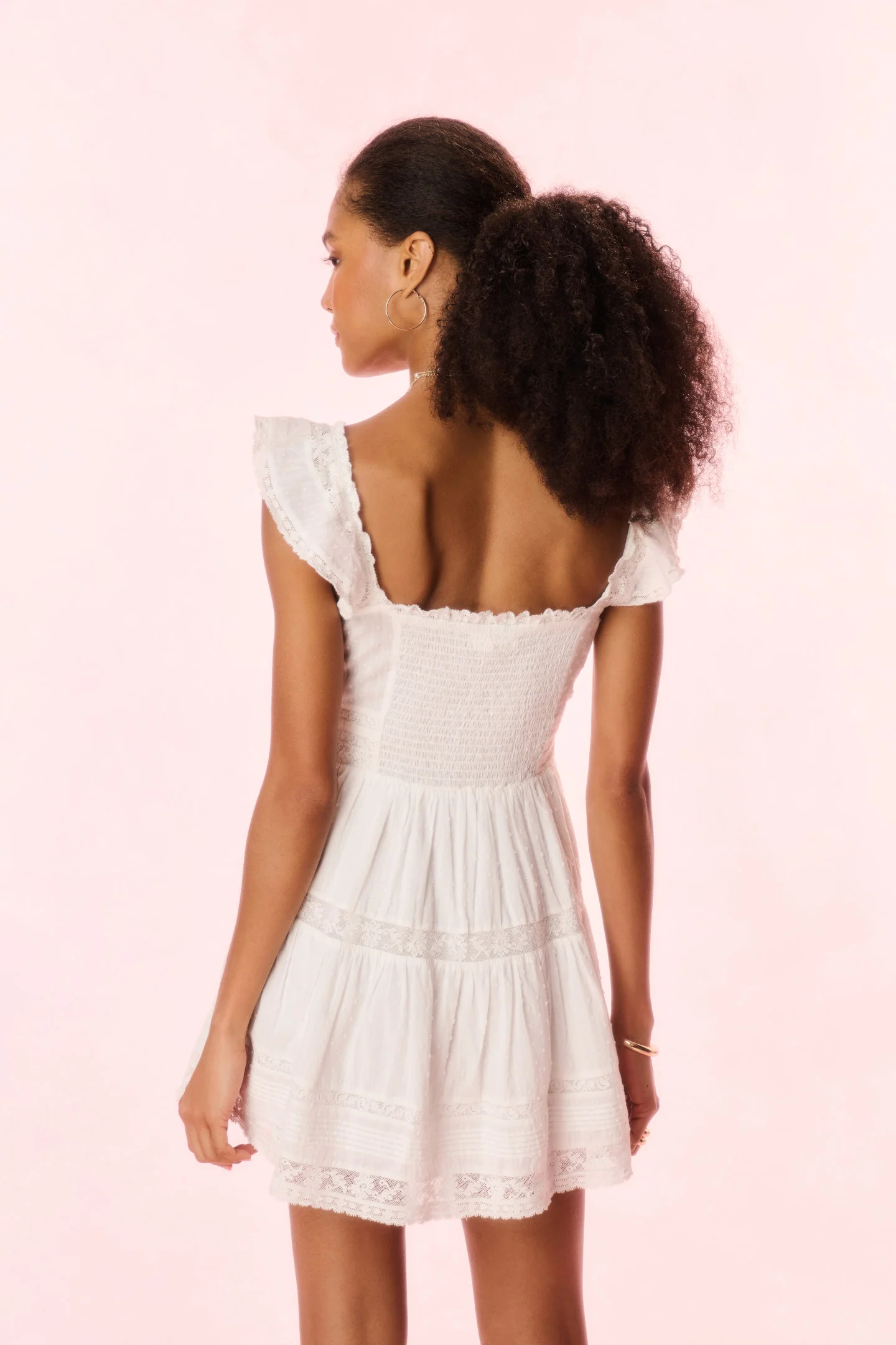 Rietta Cotton Lace-Trimmed Mini Dress