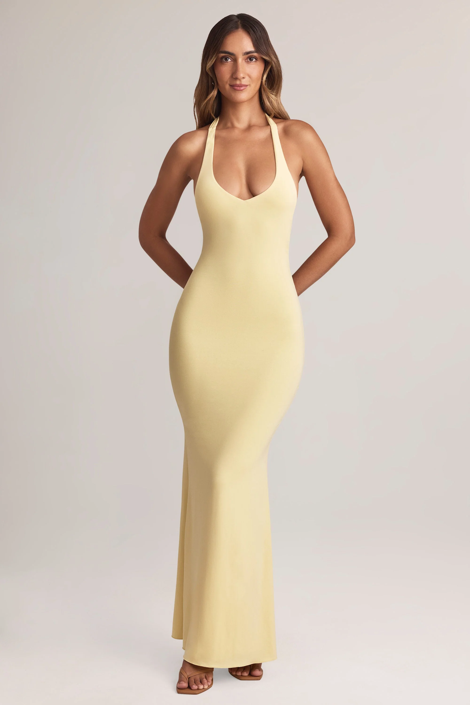 Modal Halterneck Maxi Dress in Lemon Sherbet