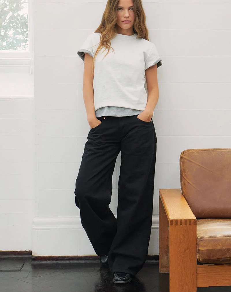 Low Rise Roomy Jeans in Rinse Black