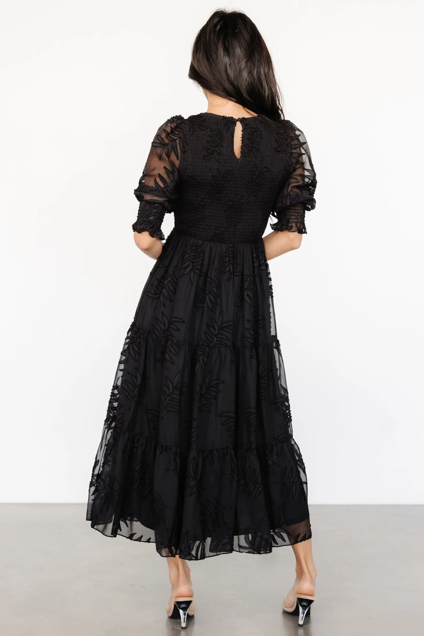 Nellie Smocked Midi Dress | Black