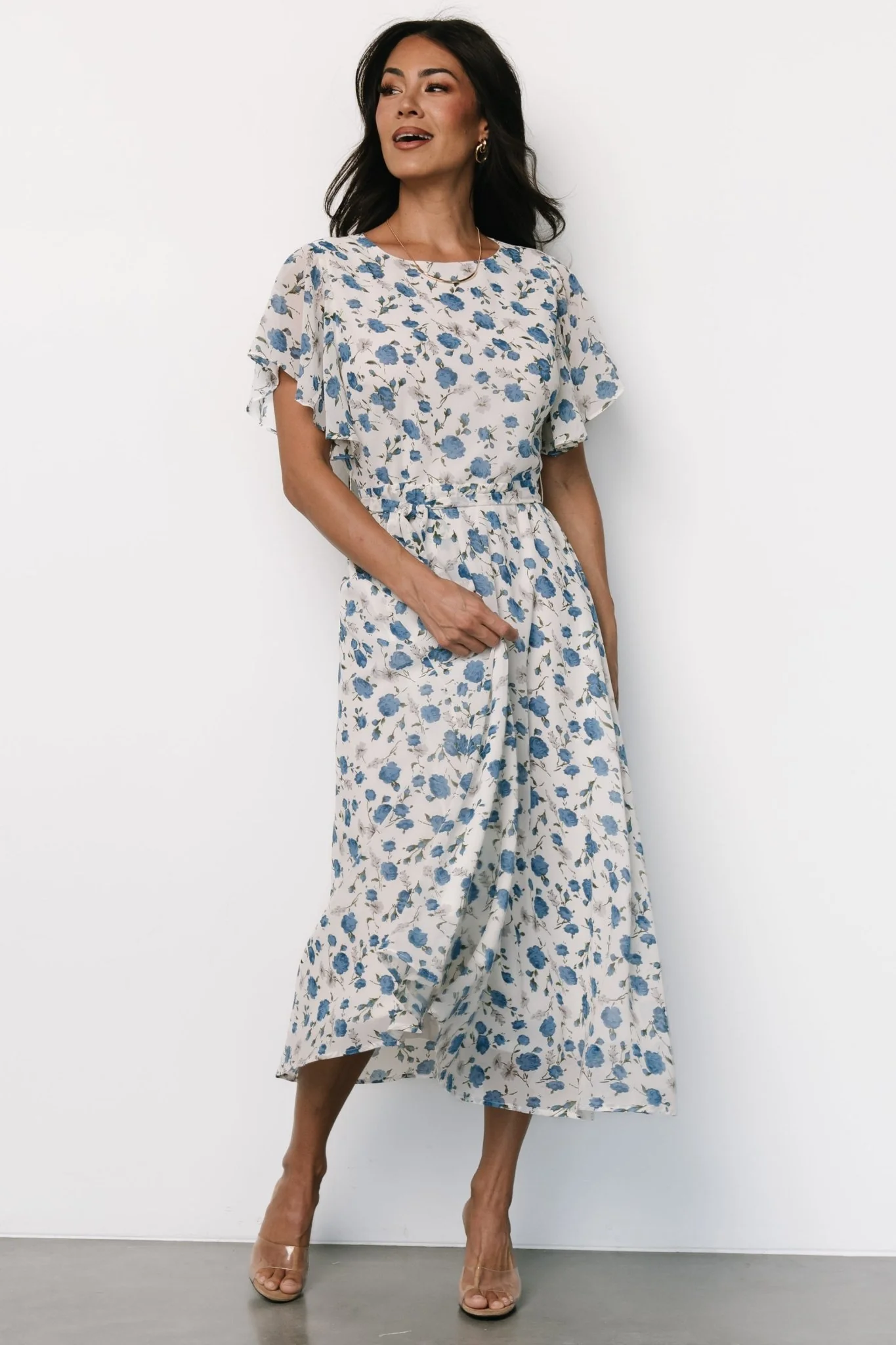 Laurel Midi Dress | Off-White + Blue Floral