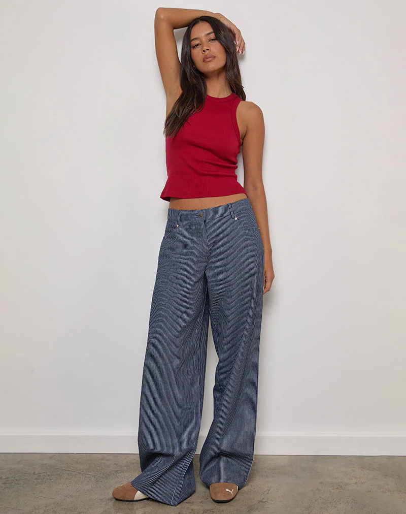 Roomy Extra Wide Low Rise Jeans in Pinstripe Indigo Wash