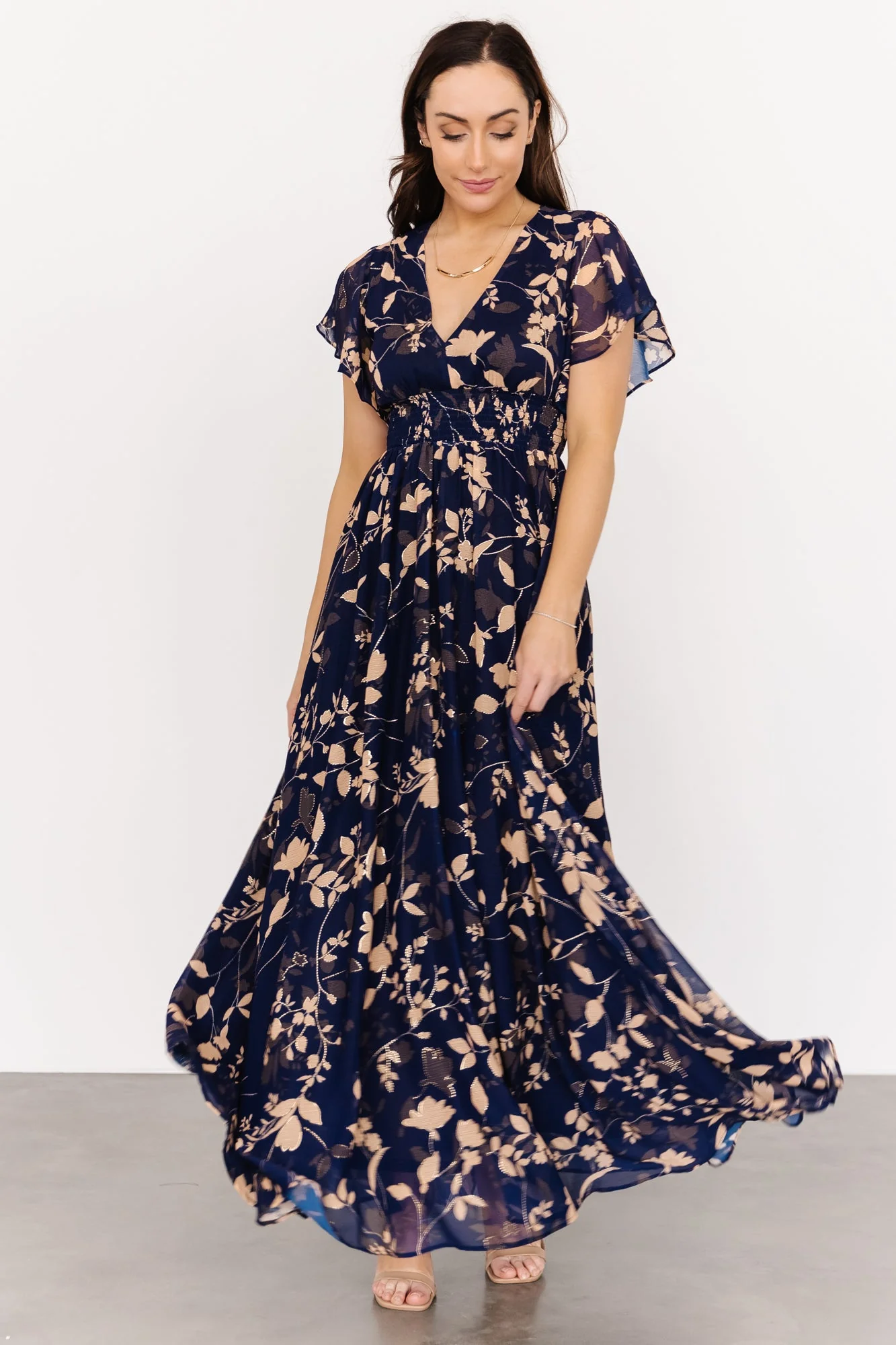 Lynlee Metallic Maxi Dress | Navy