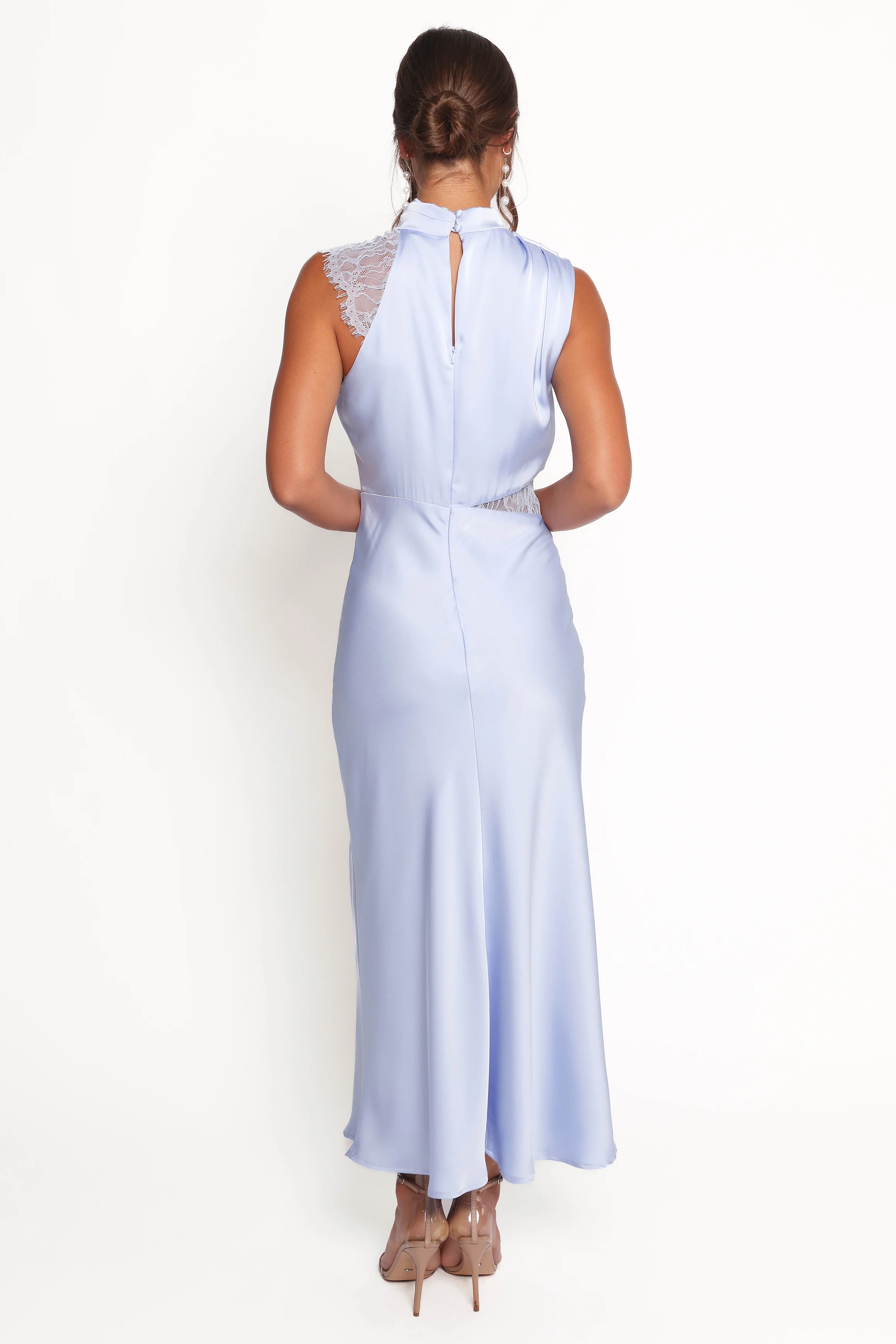 Anabelle Halter Neck Lace Maxi Dress - Baby Blue