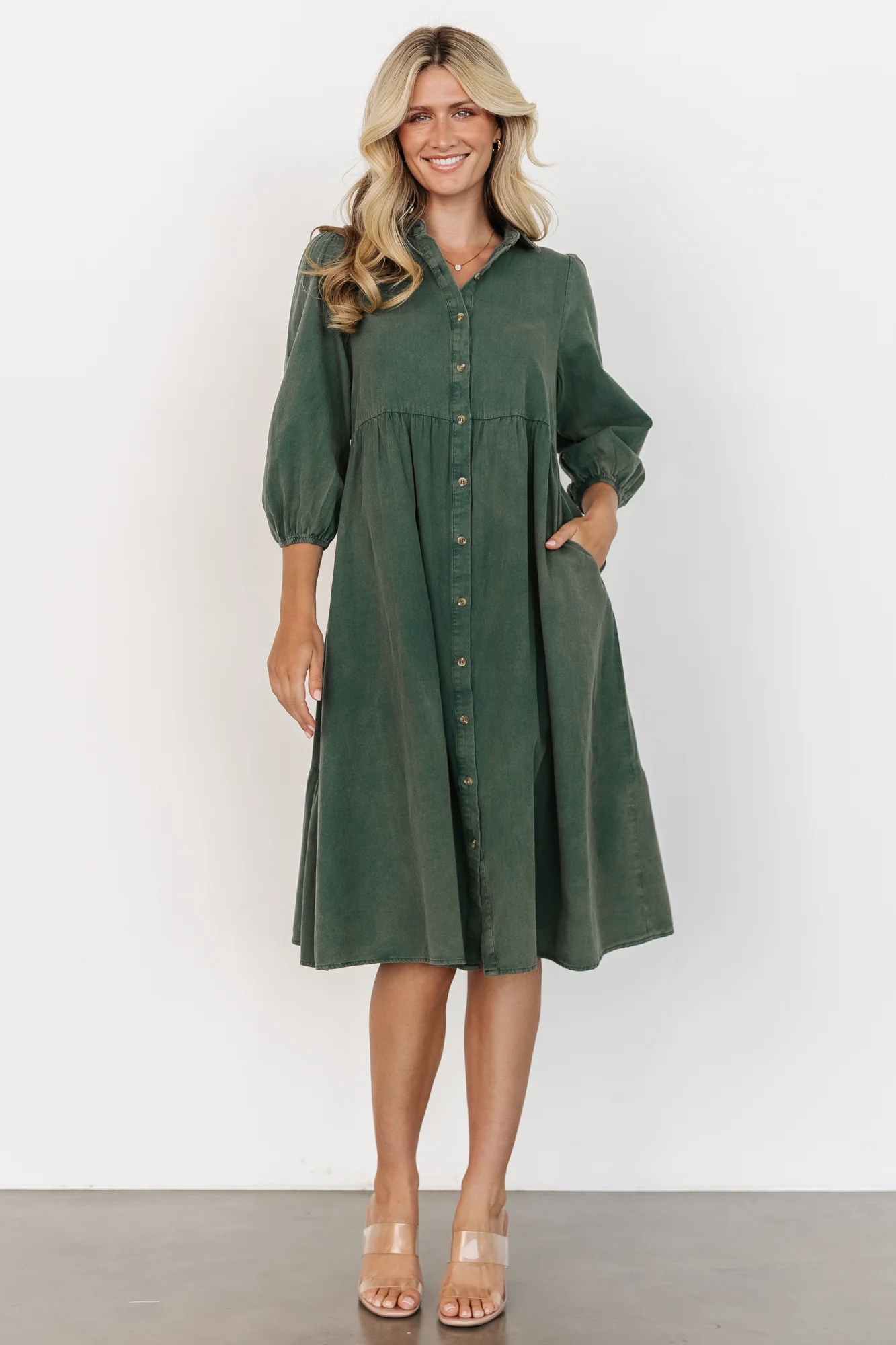 Sari Babydoll Dress | Green