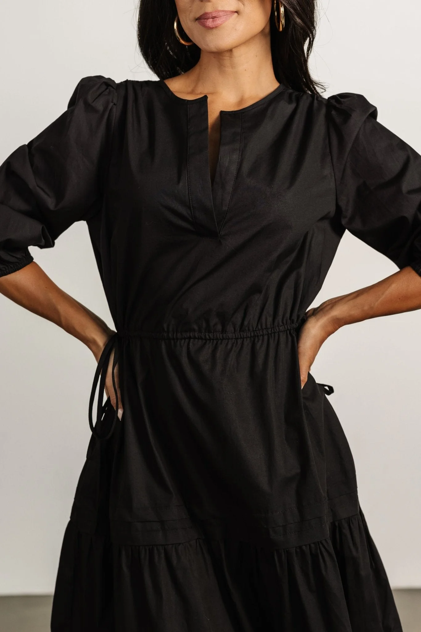 Santa Fe Poplin Midi Dress | Black