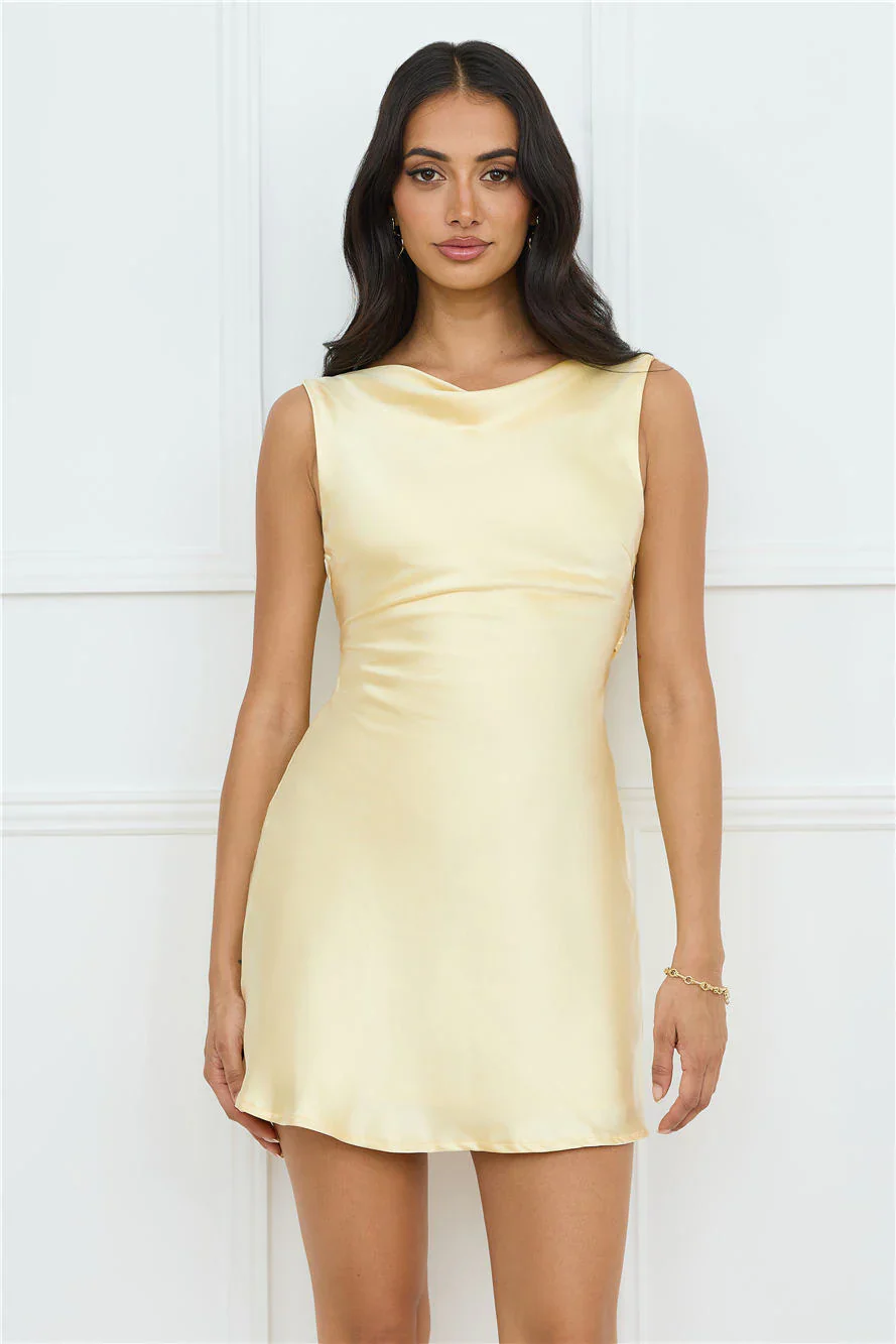 Lily Luxe Satin Mini Dress Yellow
