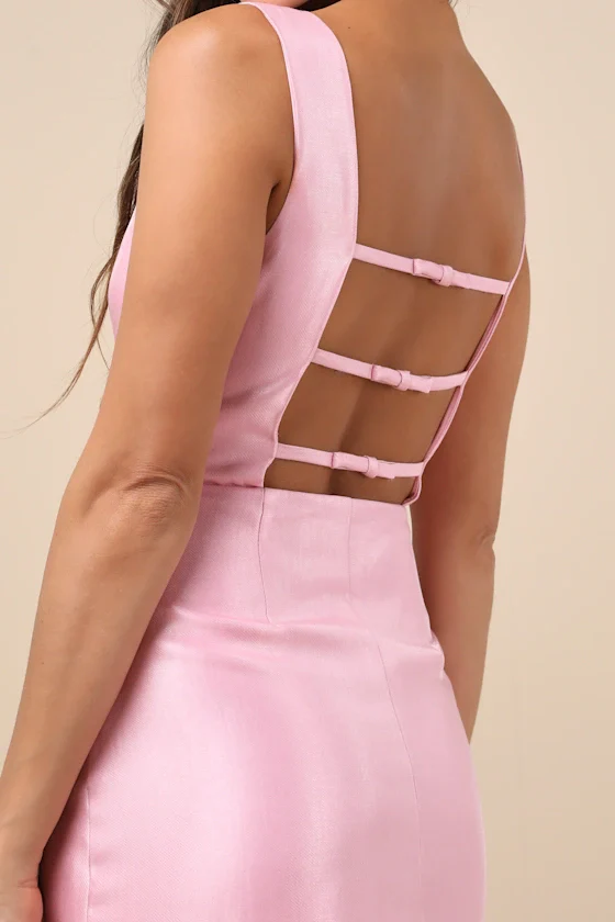 Sophisticated Selection Pink Sleeveless Backless Mini Dress