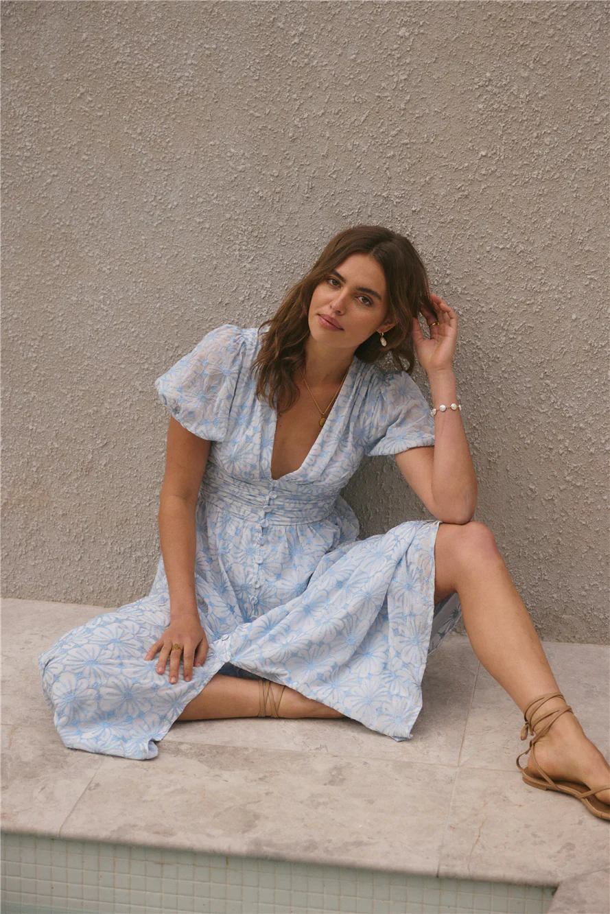 Floral Dreams Maxi Dress Blue