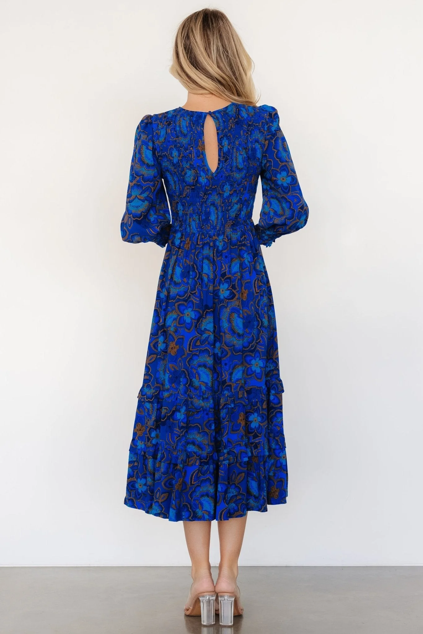 Andersen Smocked Midi Dress | Cobalt Floral