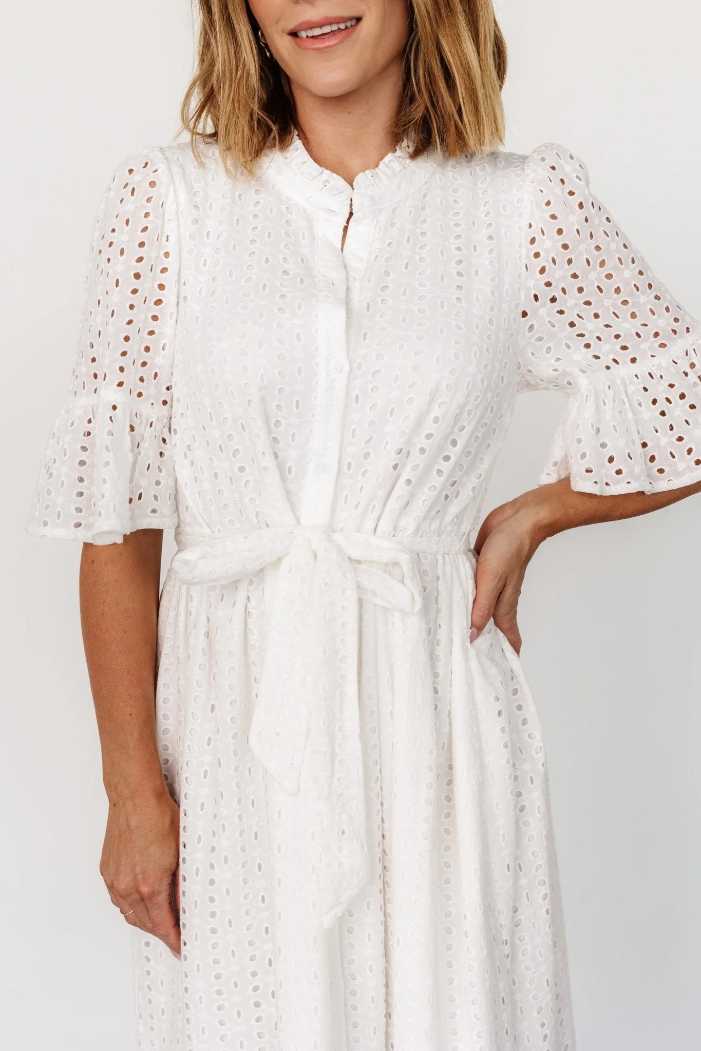 Virginia Eyelet Midi Dress | Off White