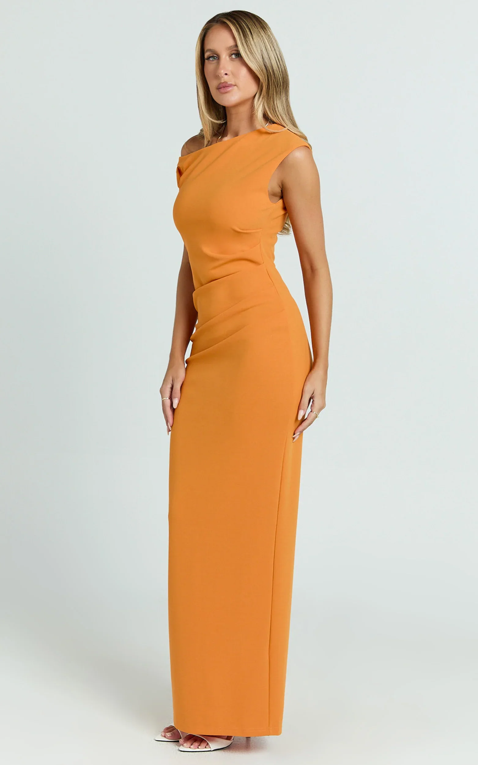 Genie Maxi Dress Off The Shoulder Dress in Orange