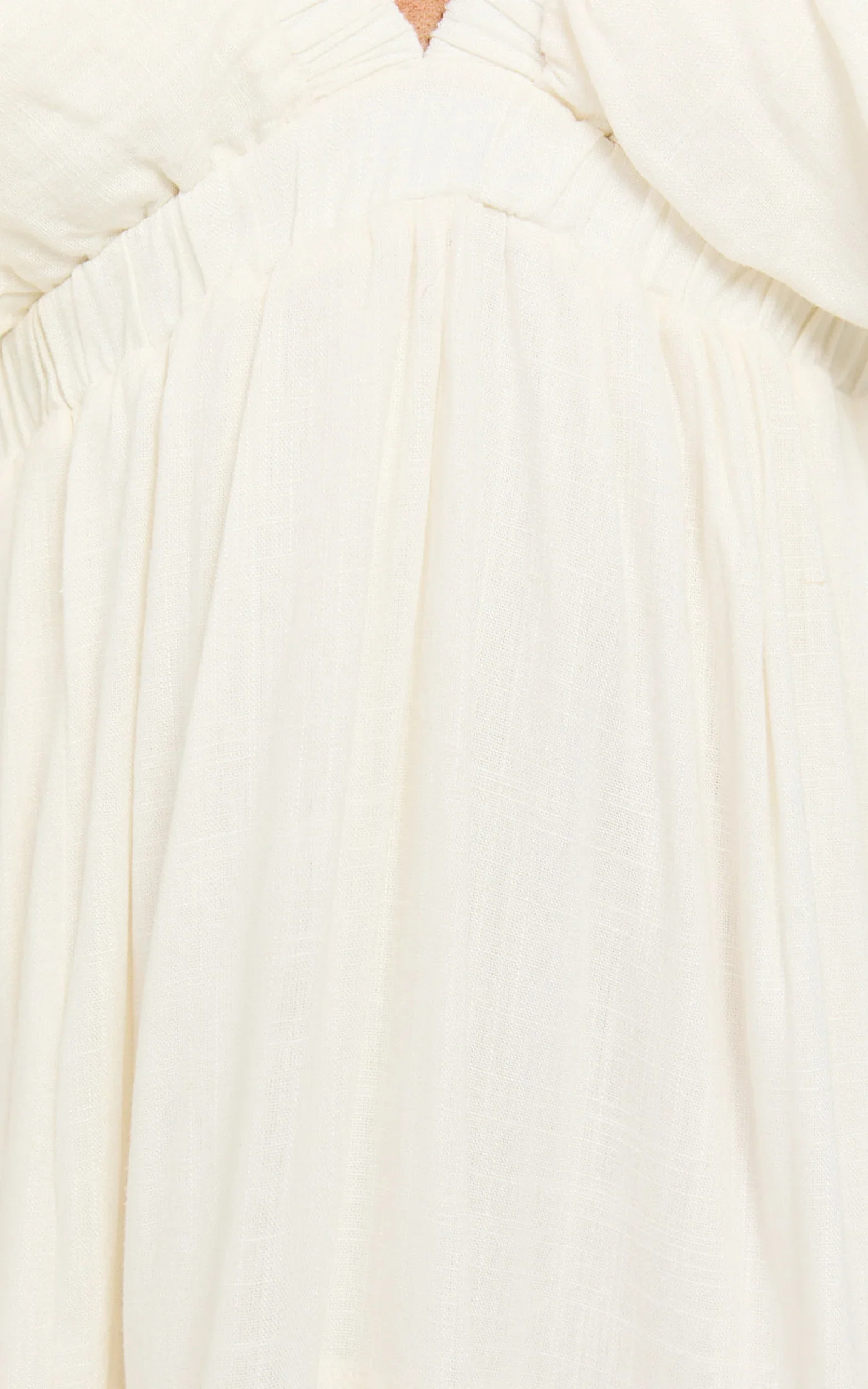 Lyrad Midi Dress Linen Empire Waist Textured Dress in White