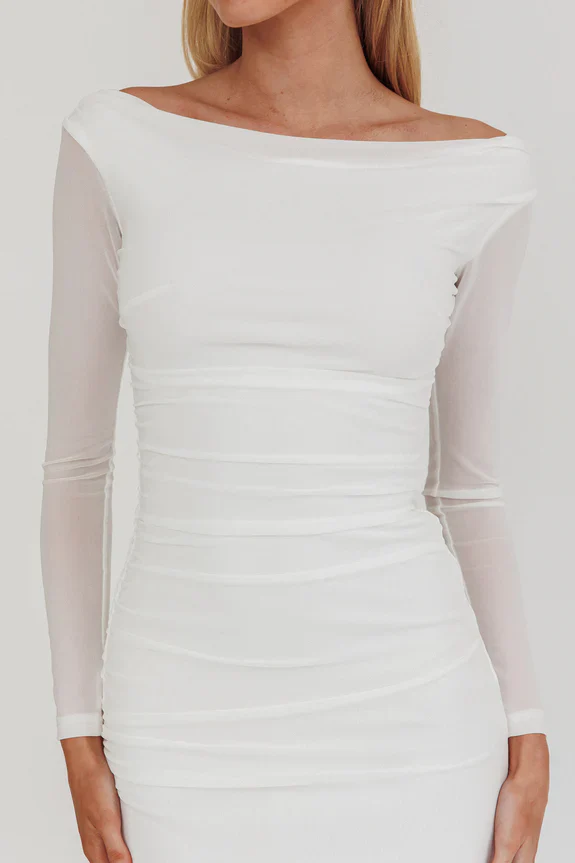 In Blooms Off Shoulder Maxi Dress Off White