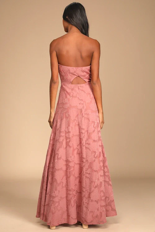 Garden of Romance Rusty Rose Burnout Maxi Dress