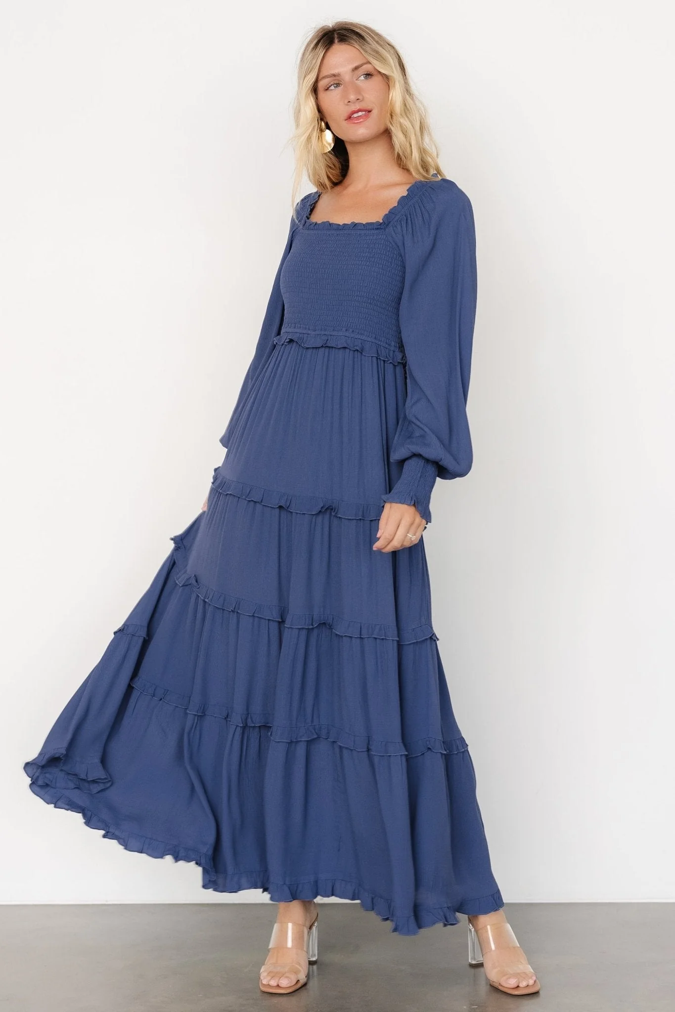 Lana Smocked Maxi Dress | Blue