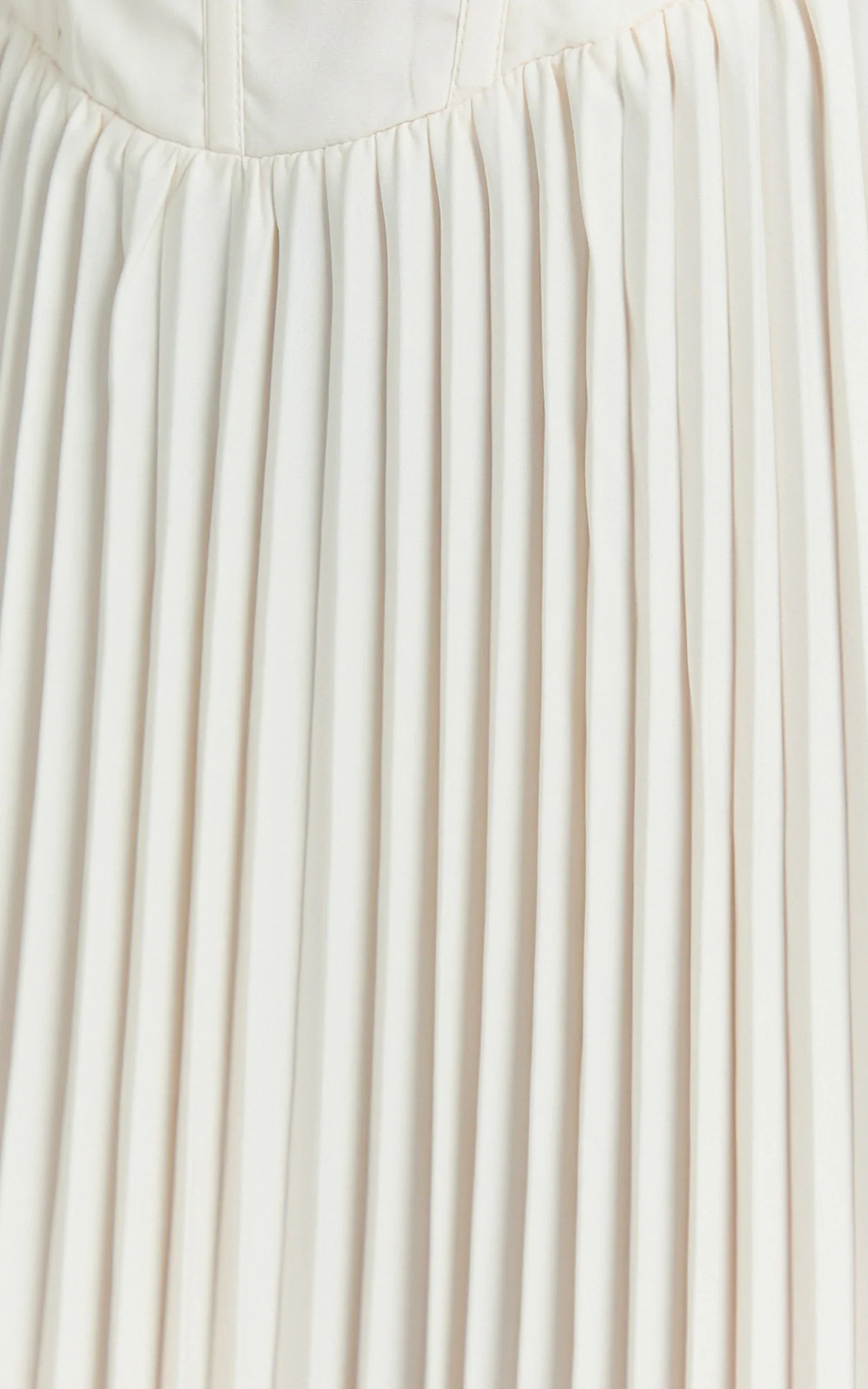 Loretta Midi Dress Lace Up Back Bustier Pleated Dress in Cream