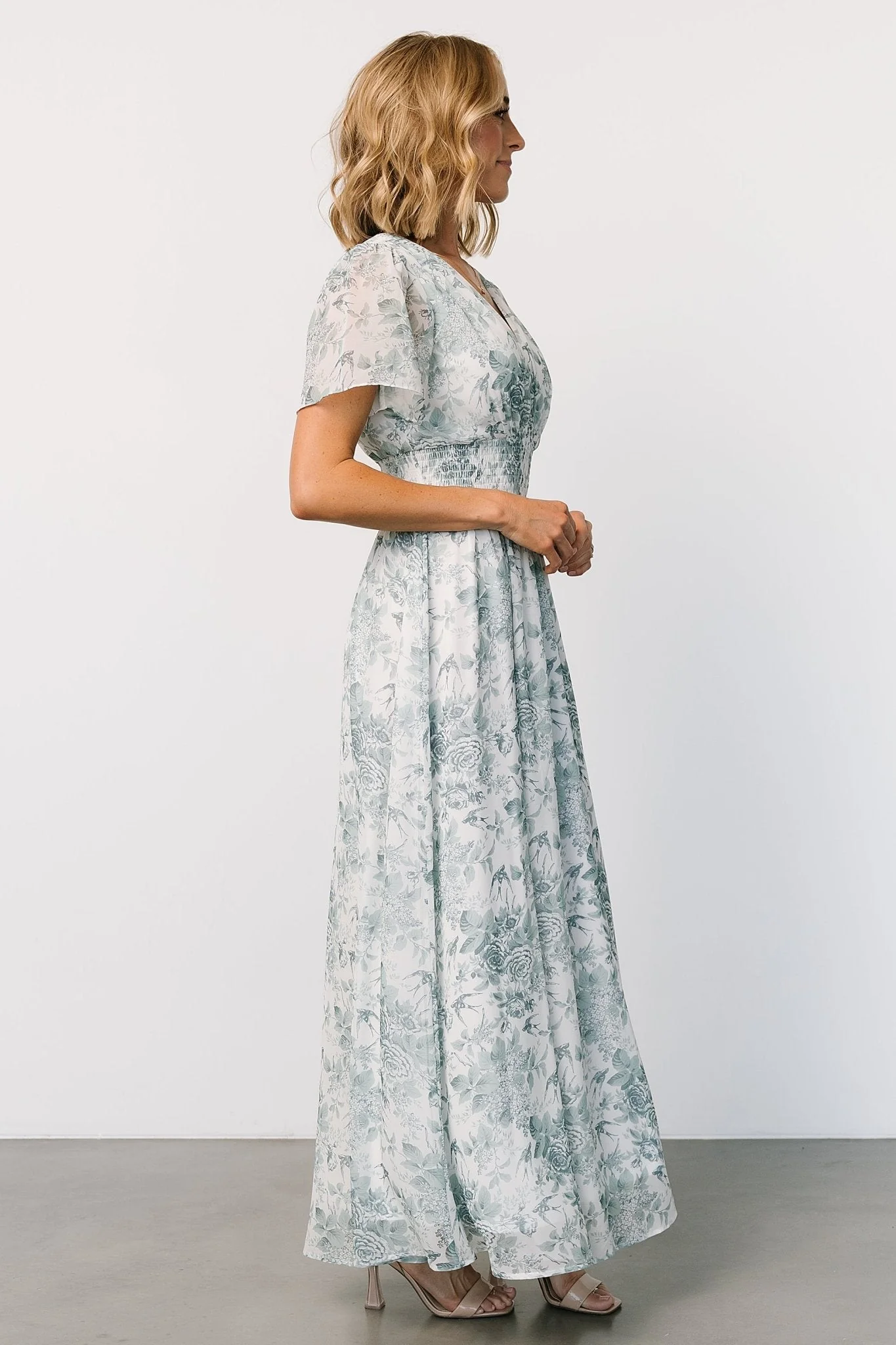 Birdie Maxi Dress | White + Sage Floral