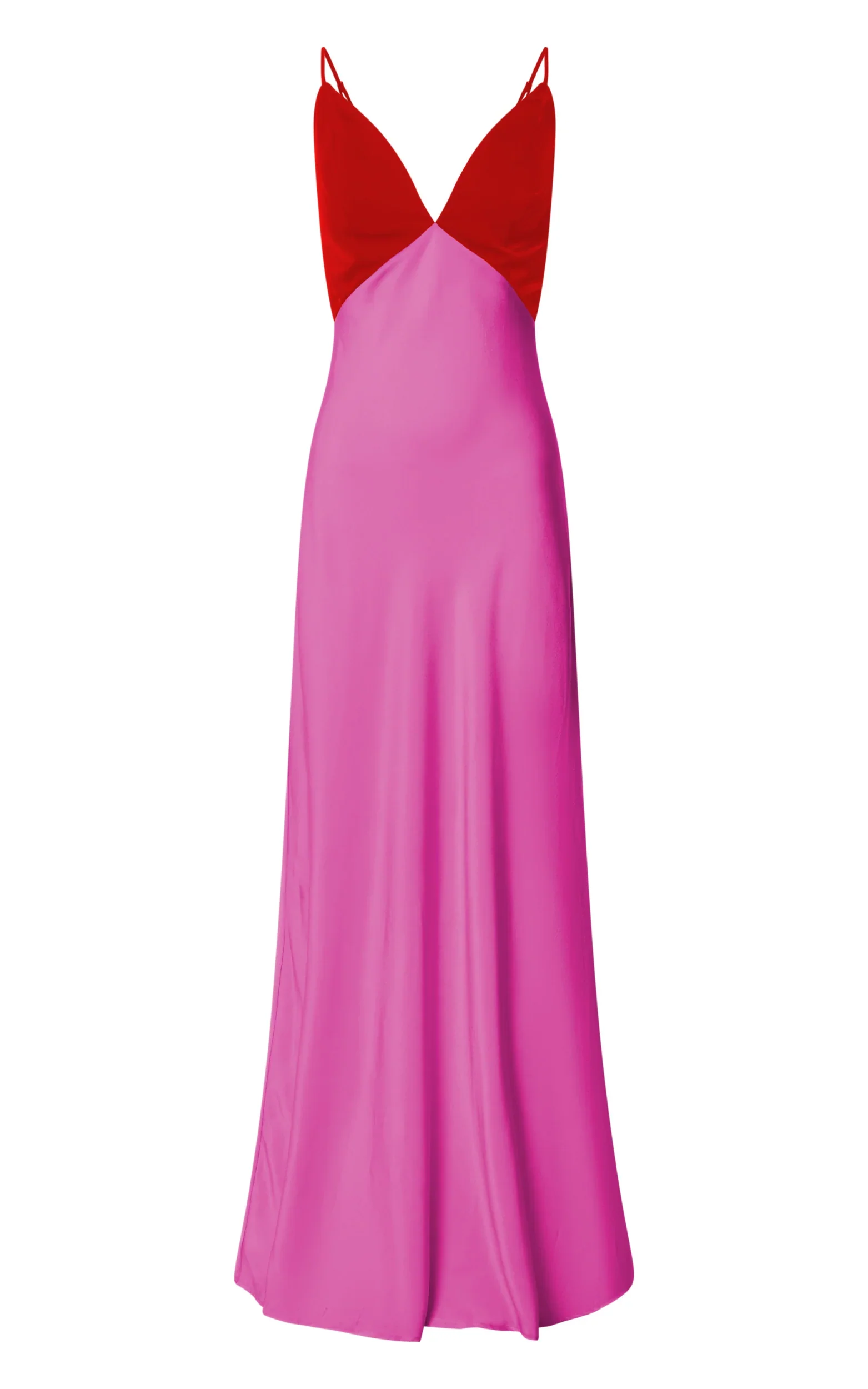 Quincy Maxi Dress Satin Slip Dress in Pink/Red