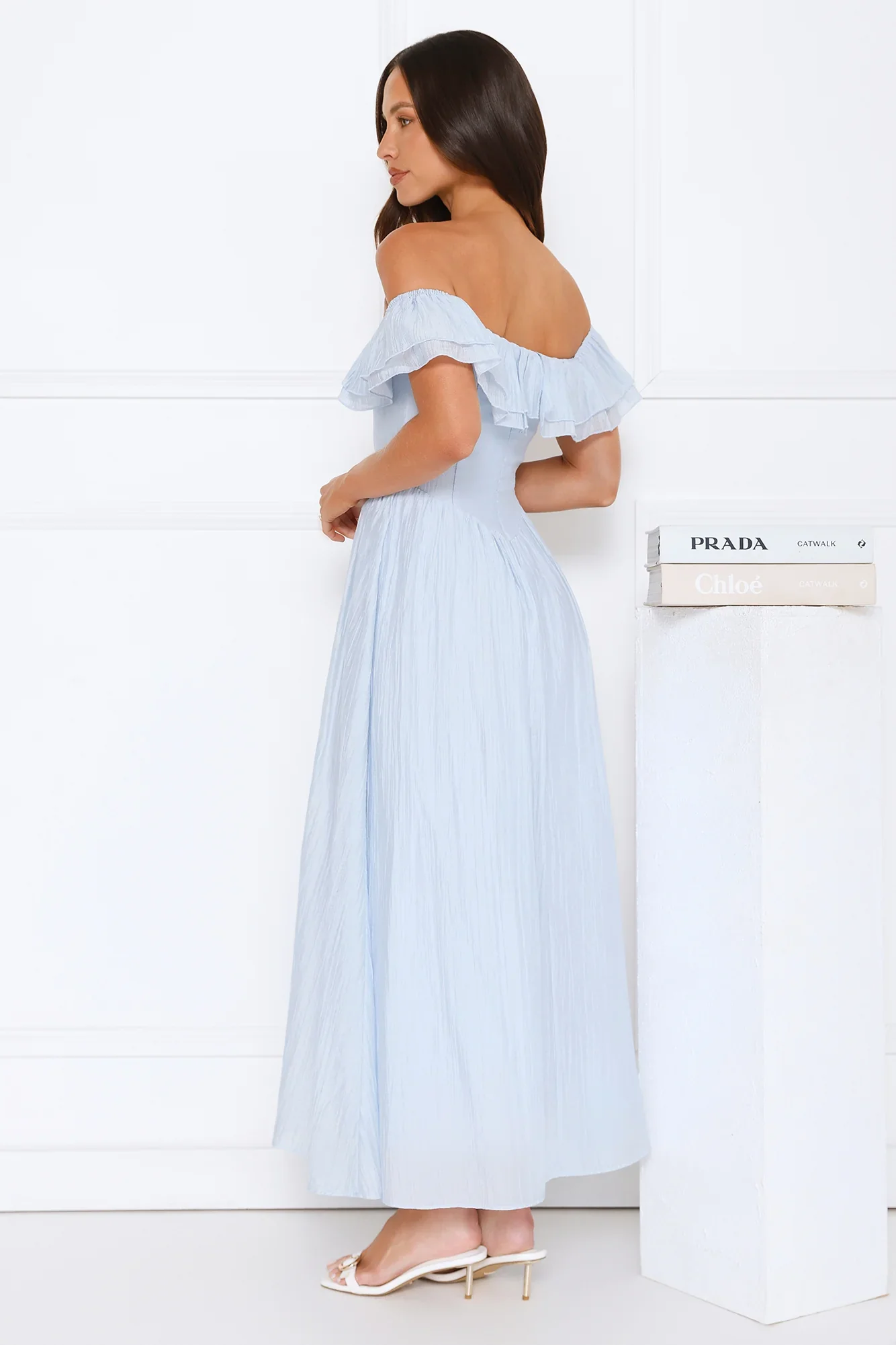 Twilight Sonata Off Shoulder Maxi Dress Blue