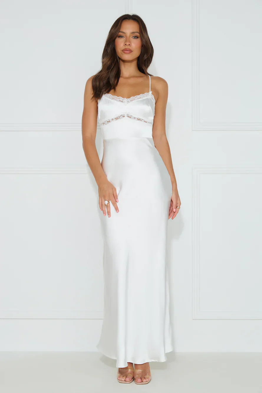 Nobody But You Satin Maxi Dress White