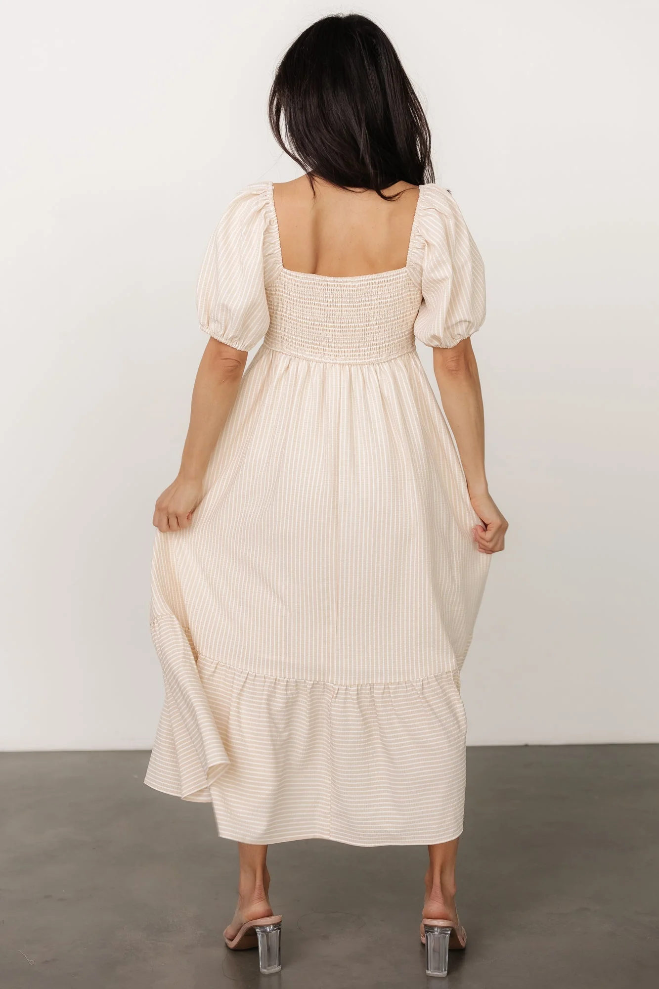 Poppy Midi Dress | Natural + Off White