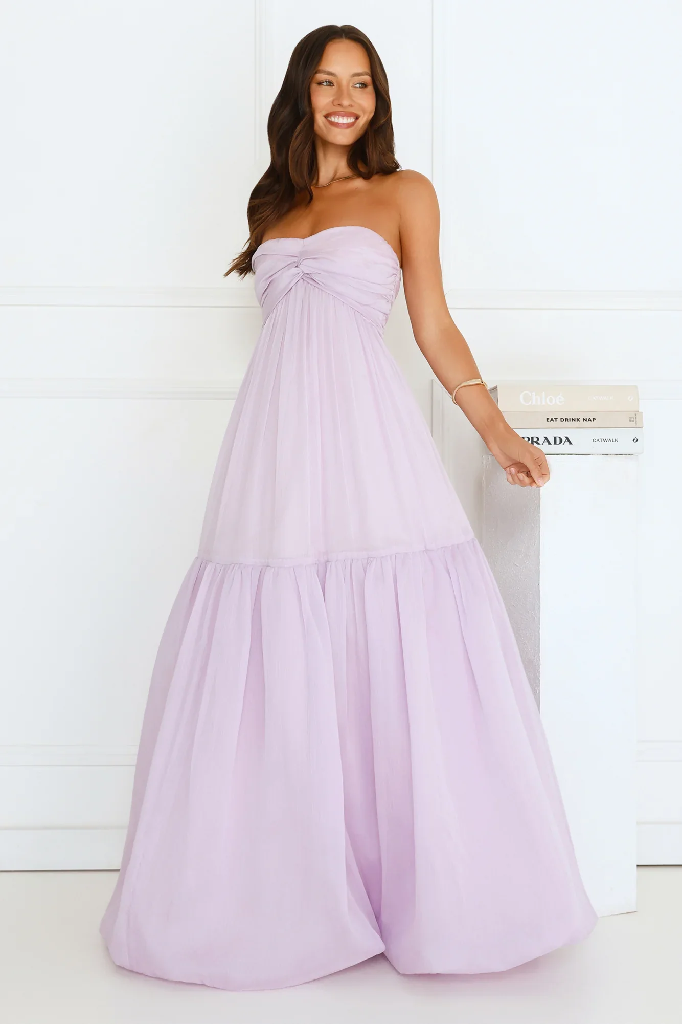 Unforgettable Style Strapless Maxi Dress Lilac